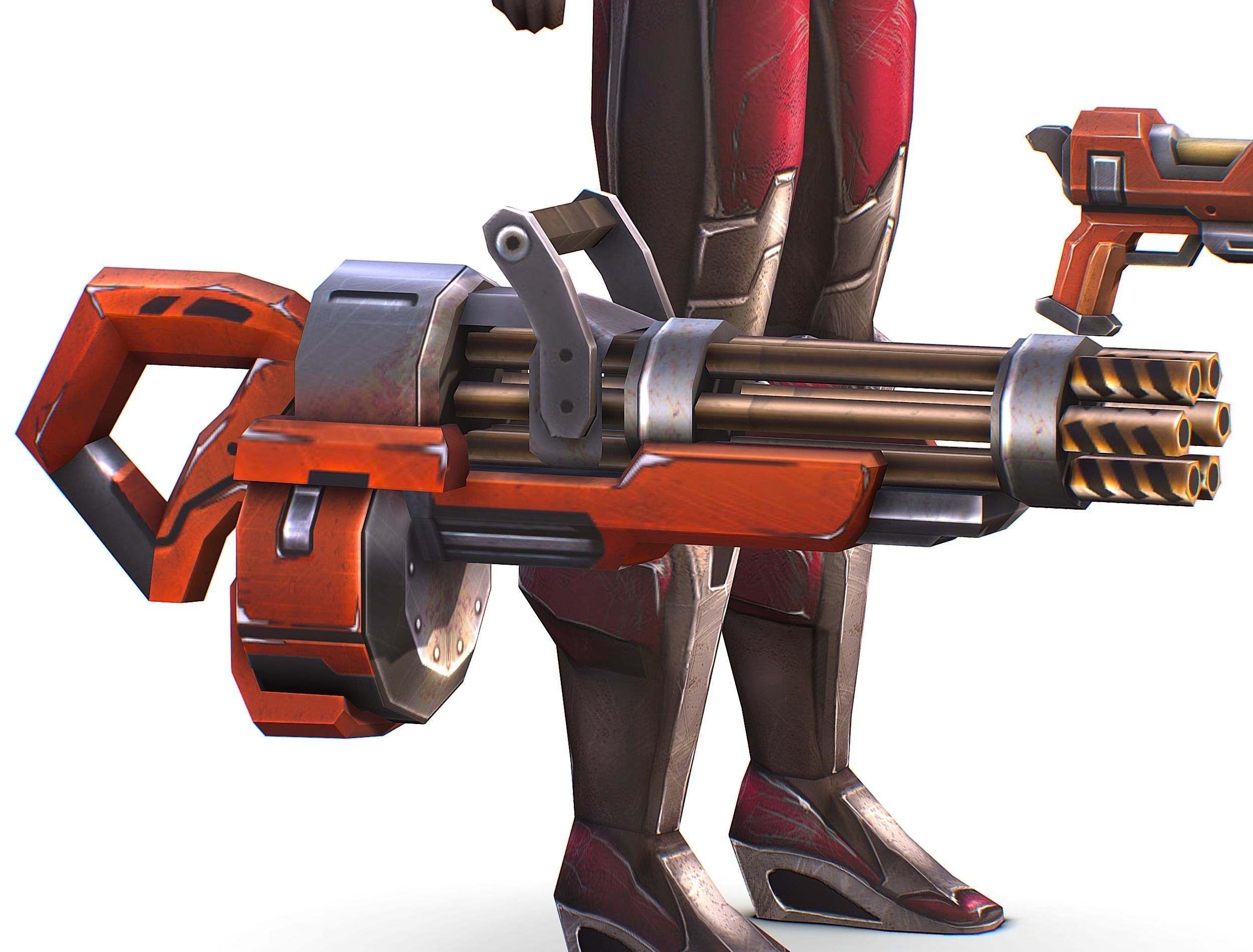 Cyborg Woman Machine Gun with Rifle and Pistol Low-poly 3D model_43