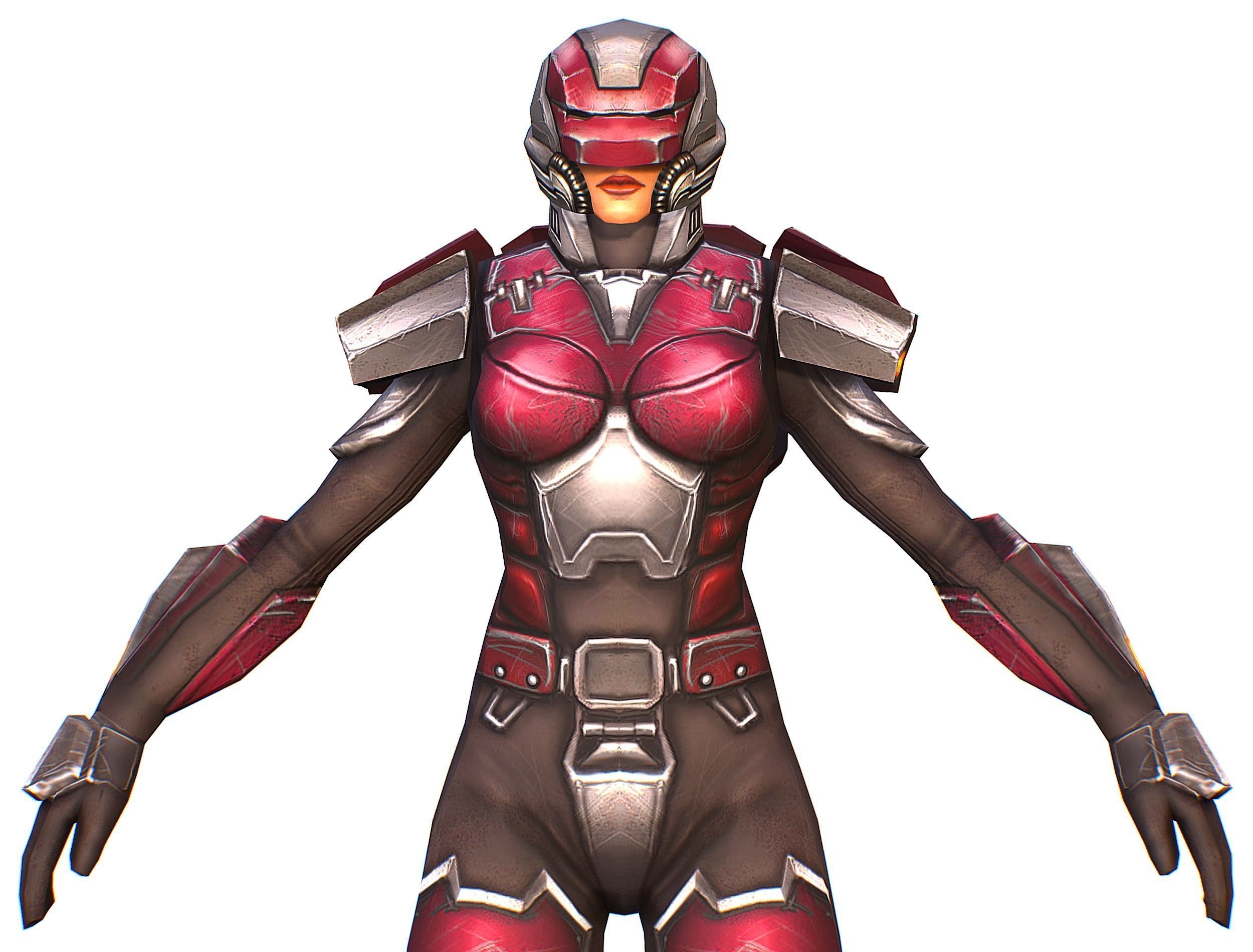 Cyborg Woman Machine Gun with Rifle and Pistol Low-poly 3D model_25