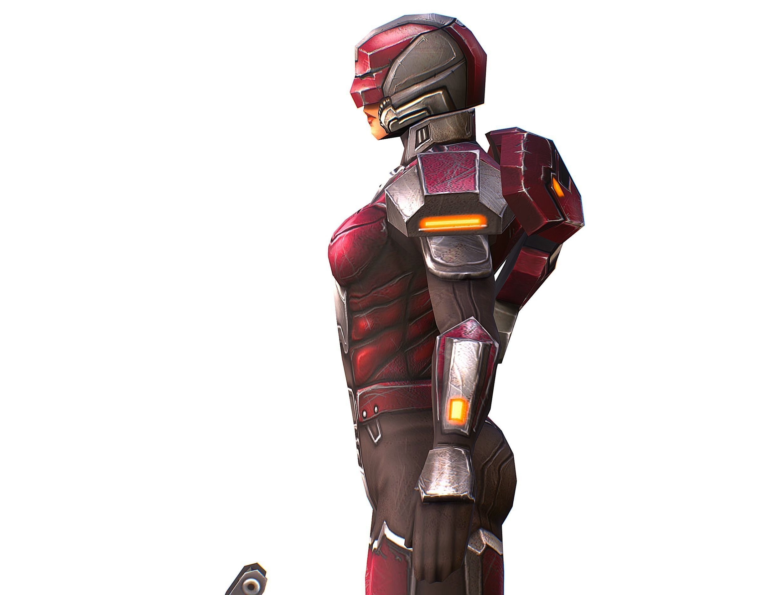 Cyborg Woman Machine Gun with Rifle and Pistol Low-poly 3D model_32