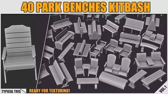 Kitbash -Park Benches - 40 Pieces