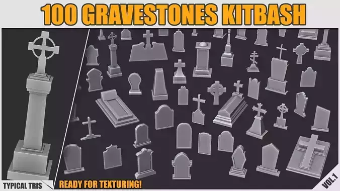 Kitbash - Gravestones - 100 Pieces