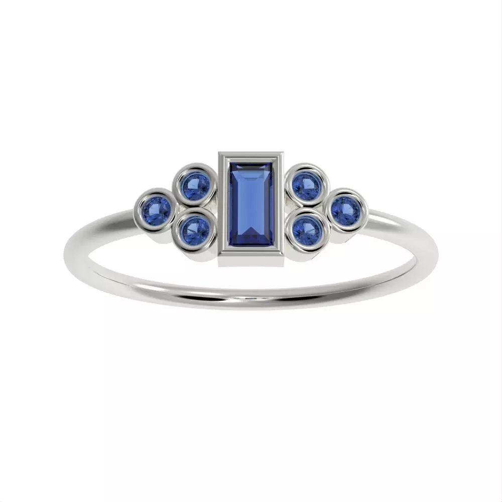 Basel ring with Baguette diamond 3D print model