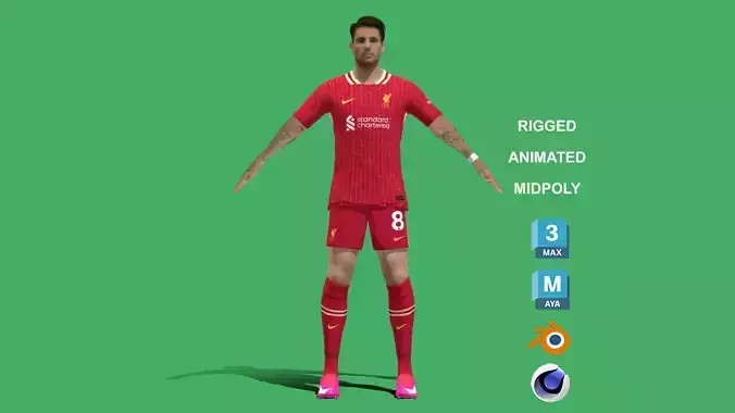 3D Rigged Dominik Szoboszlai Liverpool 2025
