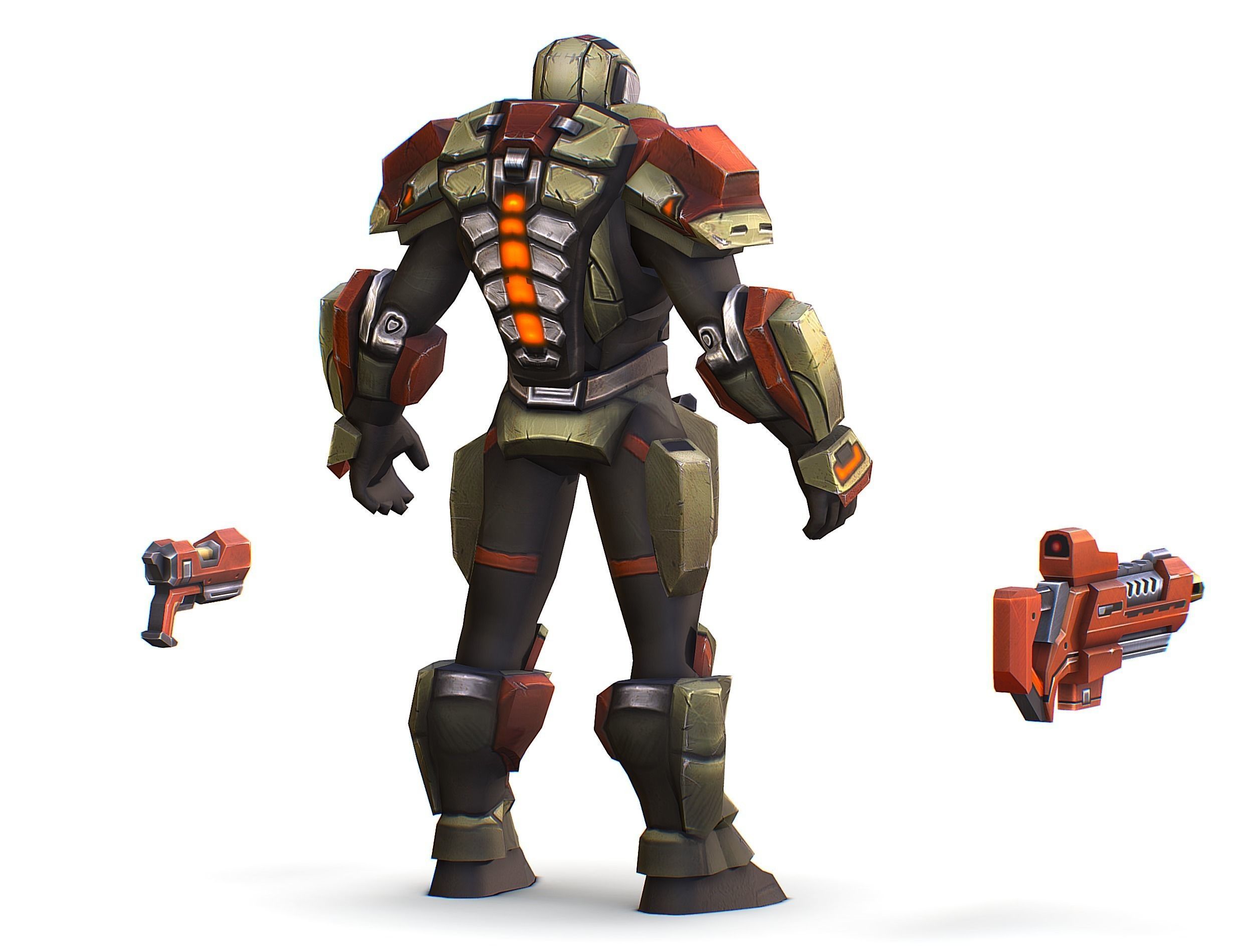 Sci-Fi Male Cyborg Man Drone Trooper Soldier Low-poly 3D model_8