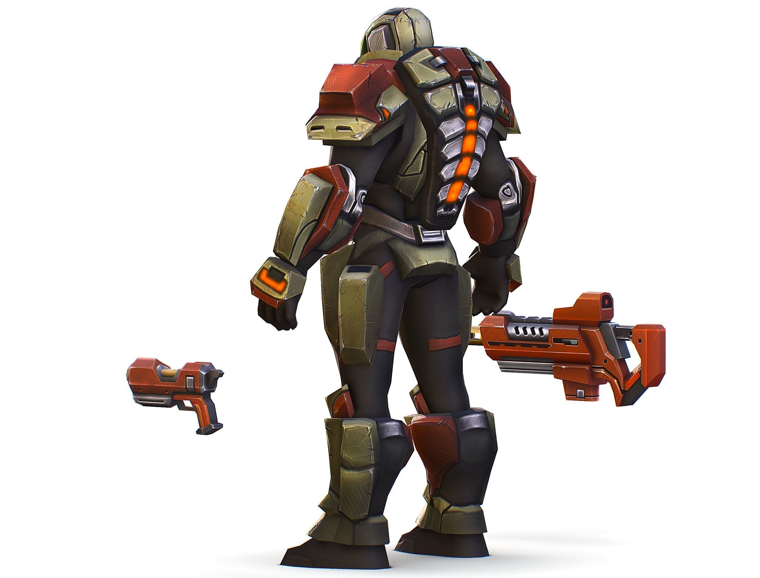 Sci-Fi Male Cyborg Man Drone Trooper Soldier Low-poly 3D model_13