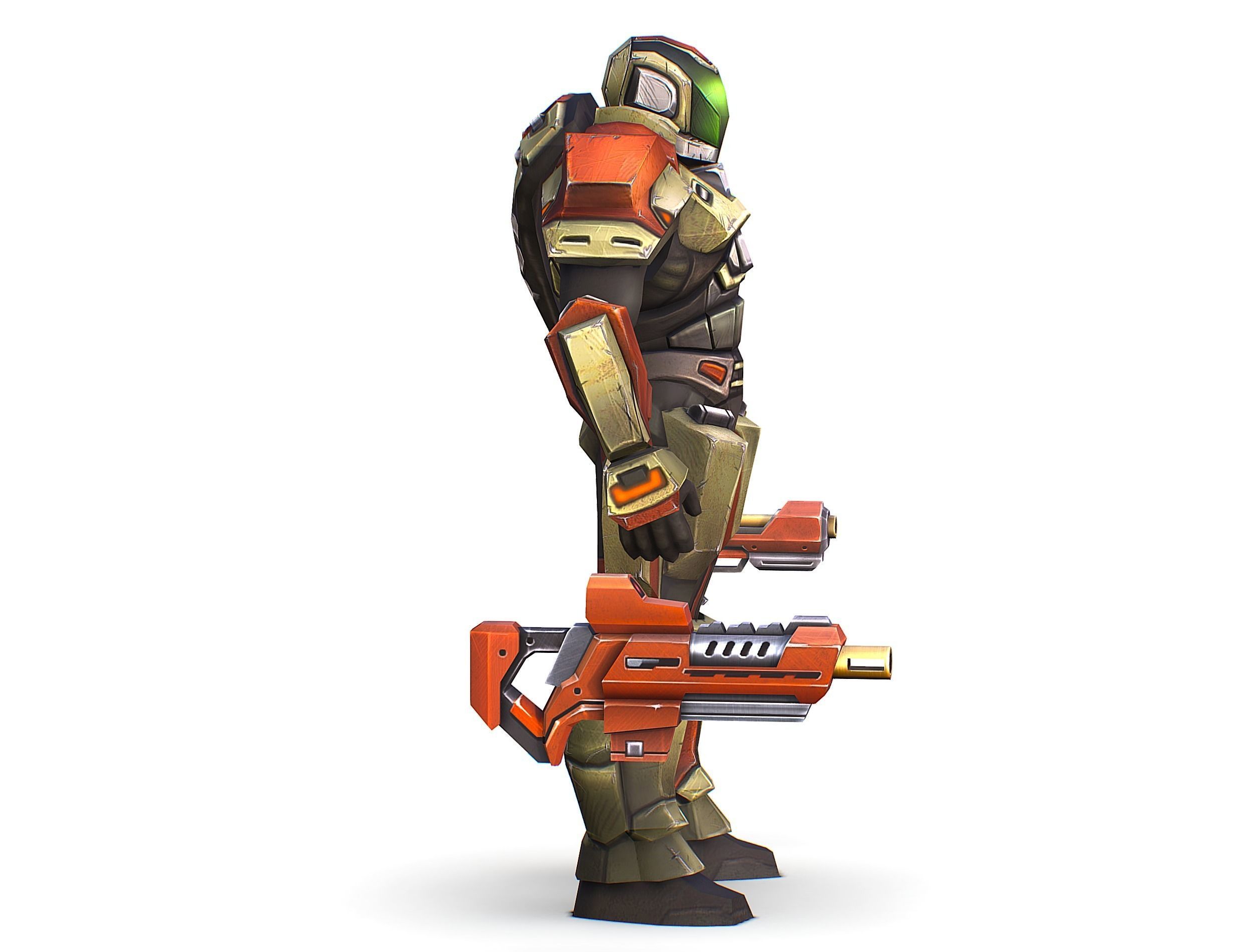 Sci-Fi Male Cyborg Man Drone Trooper Soldier Low-poly 3D model_4