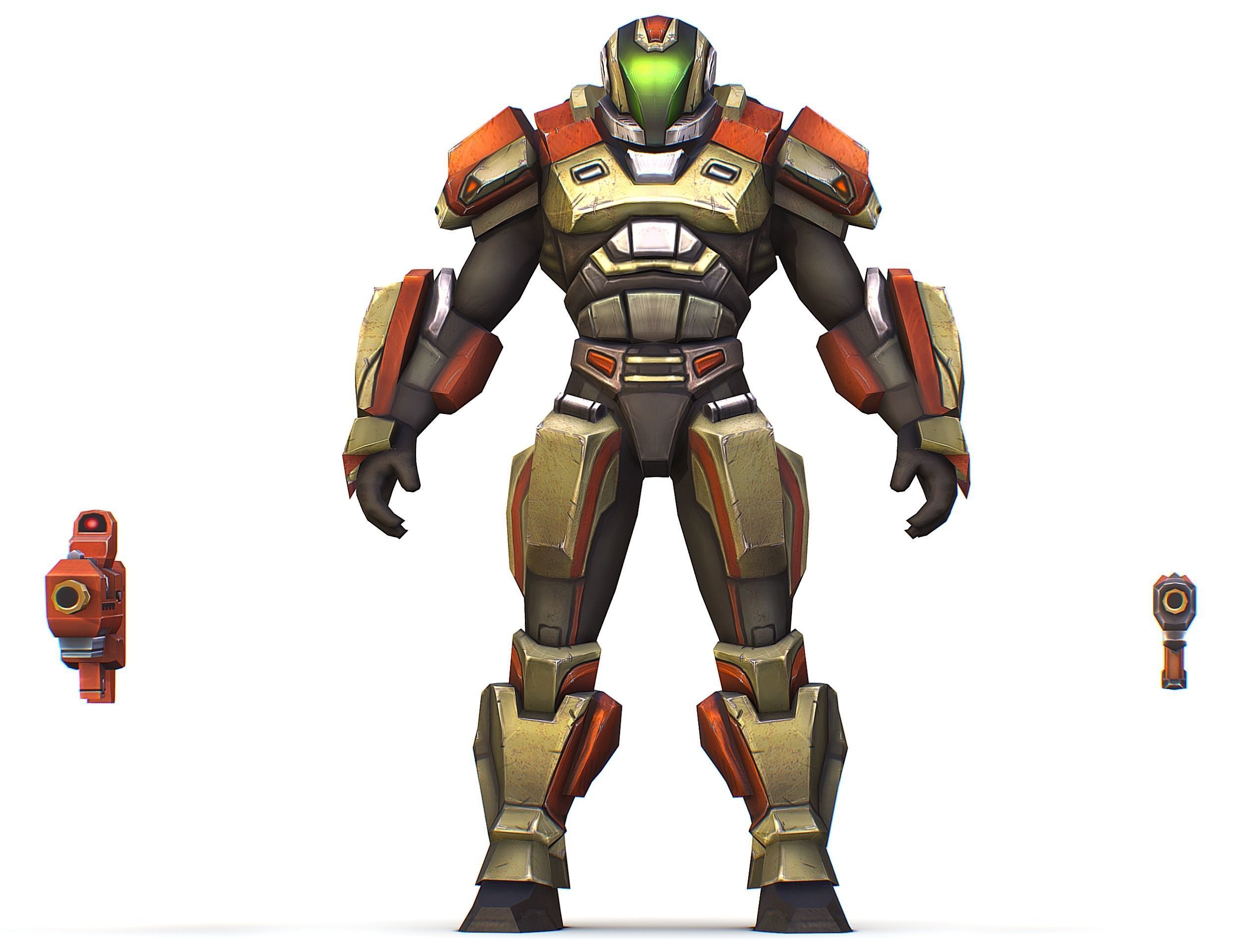 Sci-Fi Male Cyborg Man Drone Trooper Soldier Low-poly 3D model_31