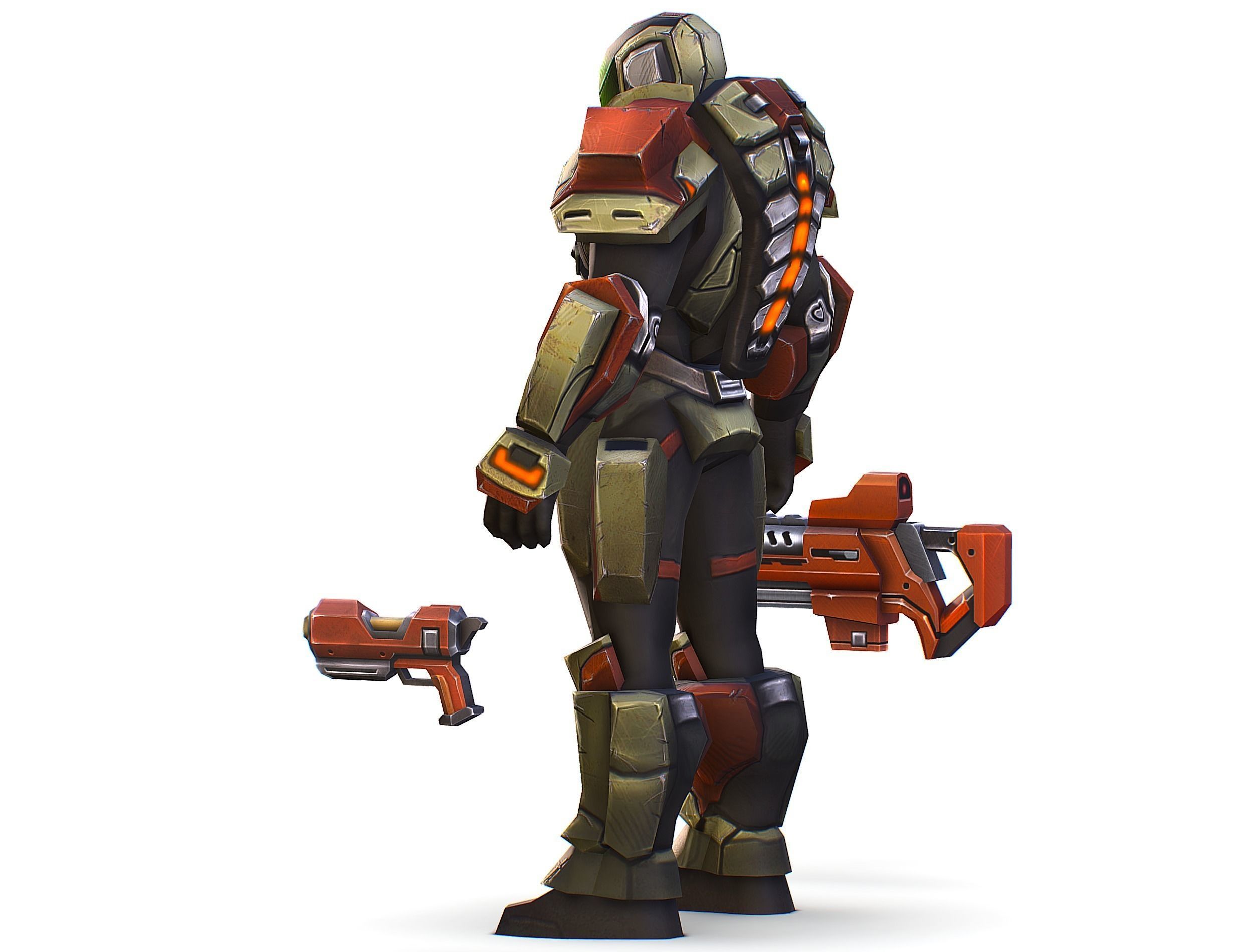 Sci-Fi Male Cyborg Man Drone Trooper Soldier Low-poly 3D model_14