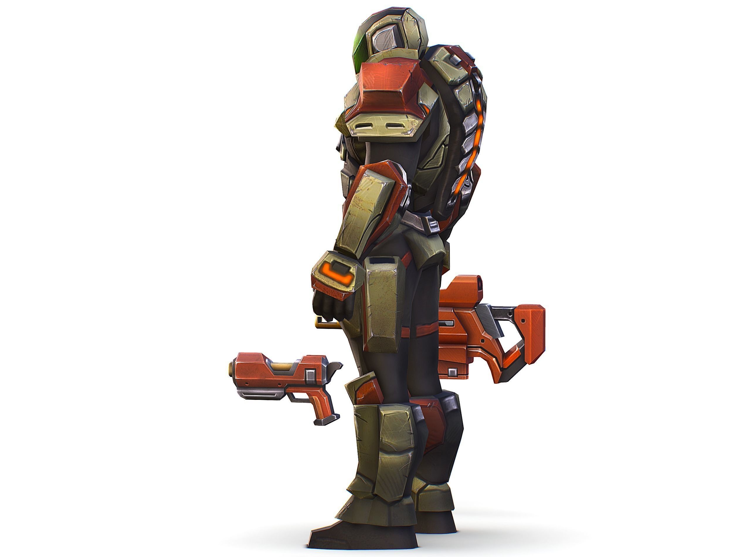 Sci-Fi Male Cyborg Man Drone Trooper Soldier Low-poly 3D model_15