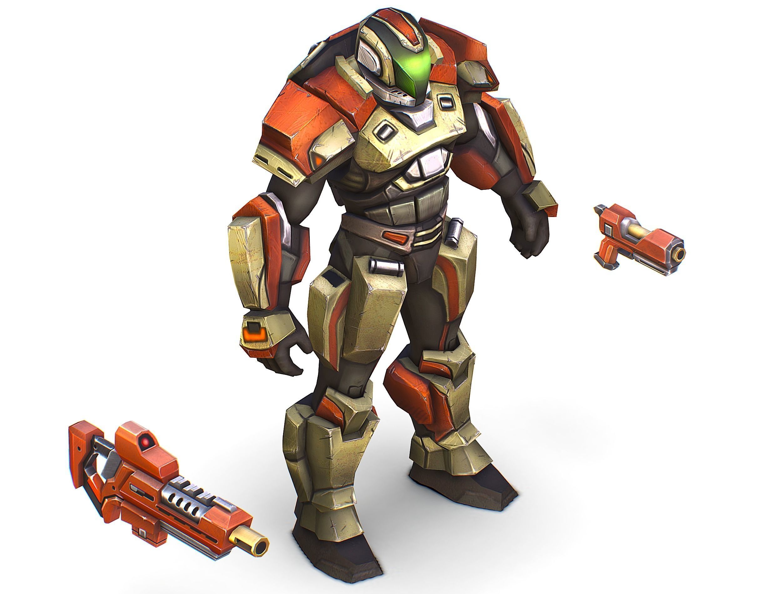 Sci-Fi Male Cyborg Man Drone Trooper Soldier Low-poly 3D model_35