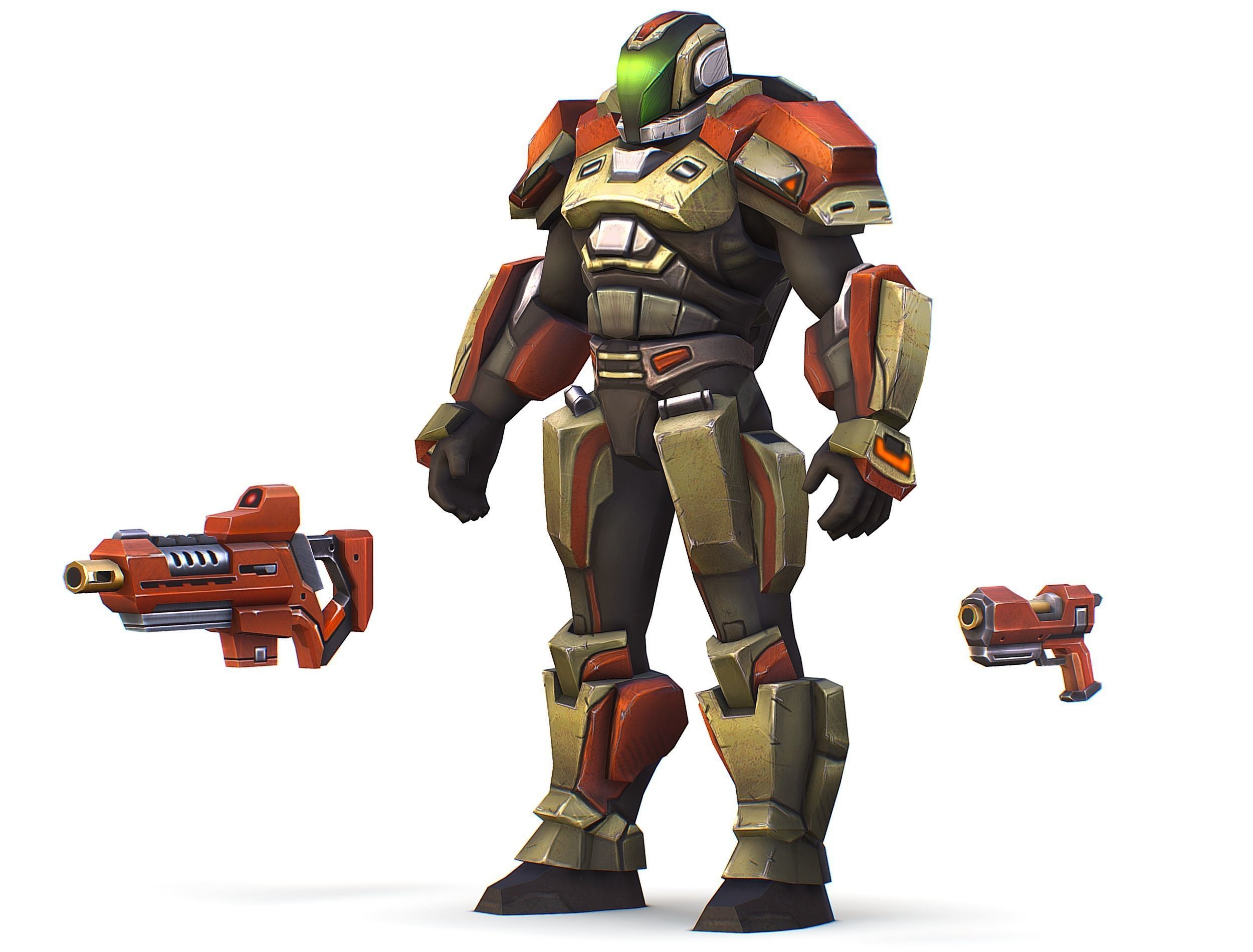 Sci-Fi Male Cyborg Man Drone Trooper Soldier Low-poly 3D model_19