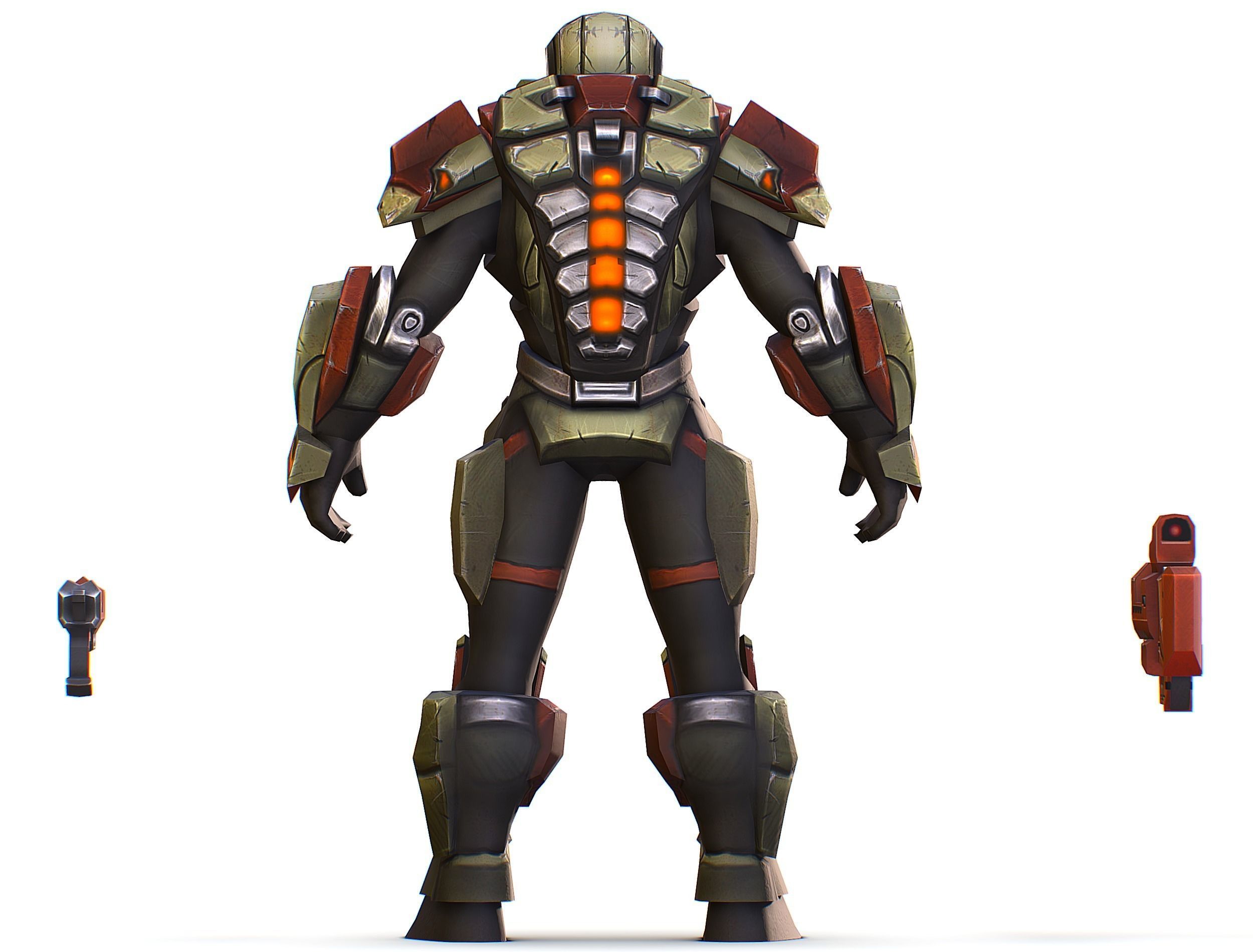 Sci-Fi Male Cyborg Man Drone Trooper Soldier Low-poly 3D model_33