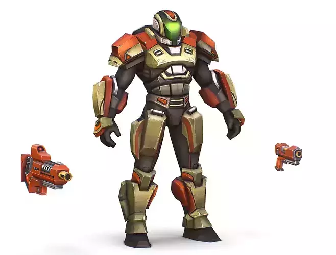 Sci-Fi Male Cyborg Man Drone Trooper Soldier Low-poly 3D model