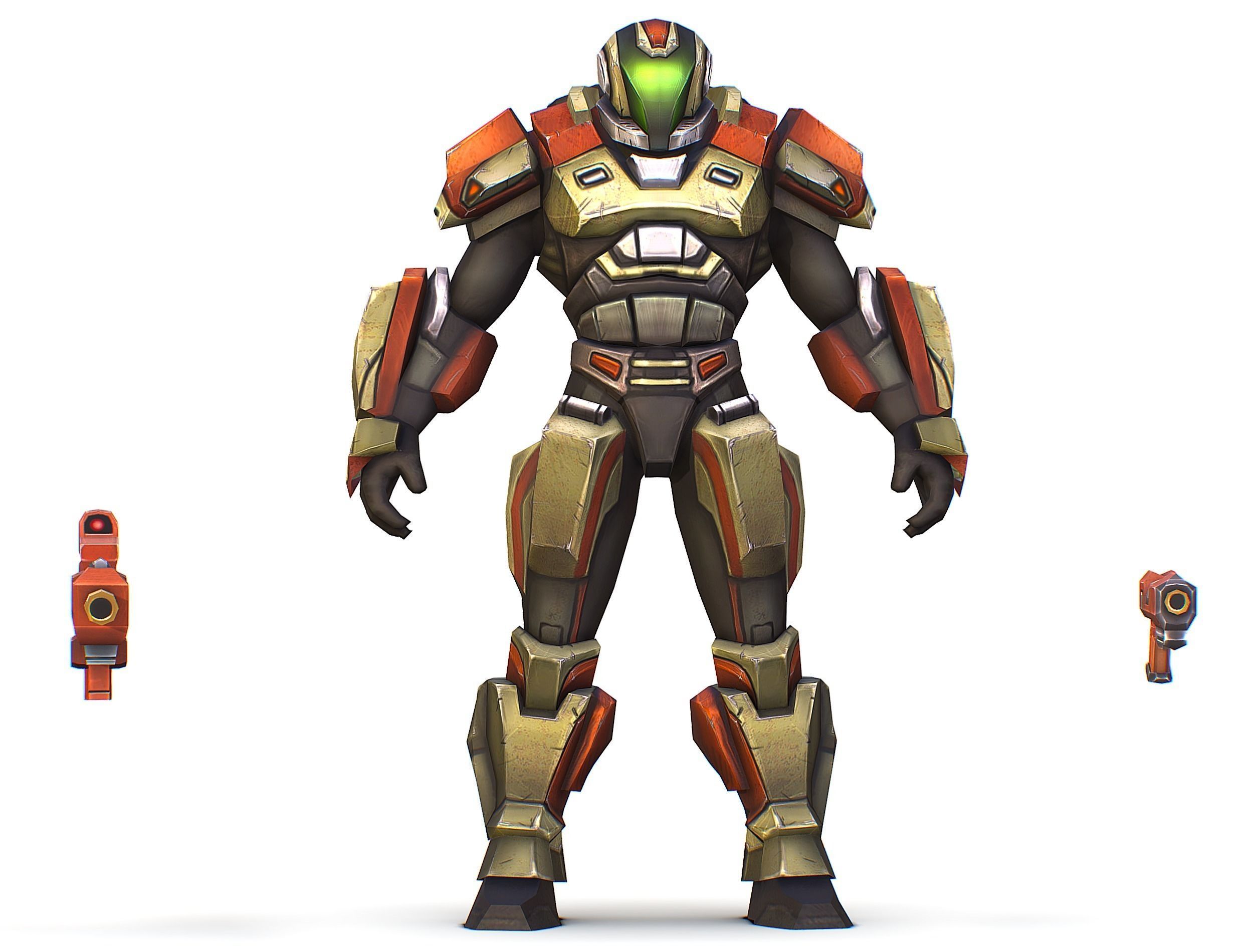 Sci-Fi Male Cyborg Man Drone Trooper Soldier Low-poly 3D model_22