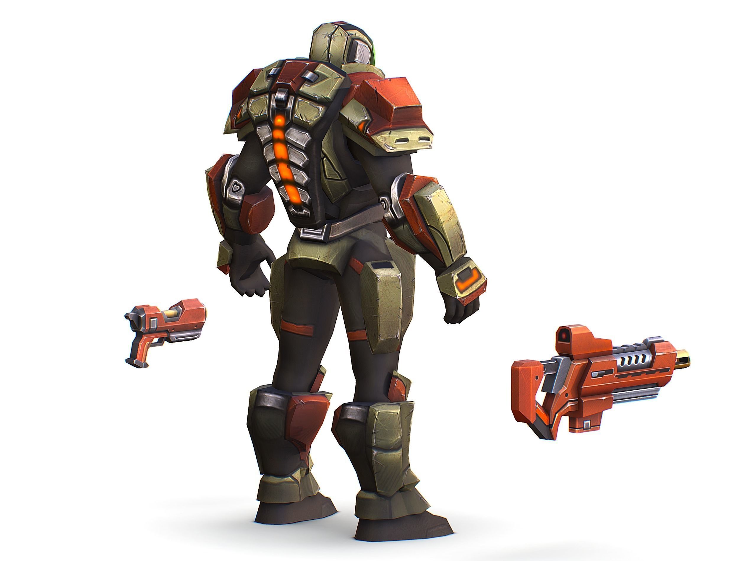 Sci-Fi Male Cyborg Man Drone Trooper Soldier Low-poly 3D model_7