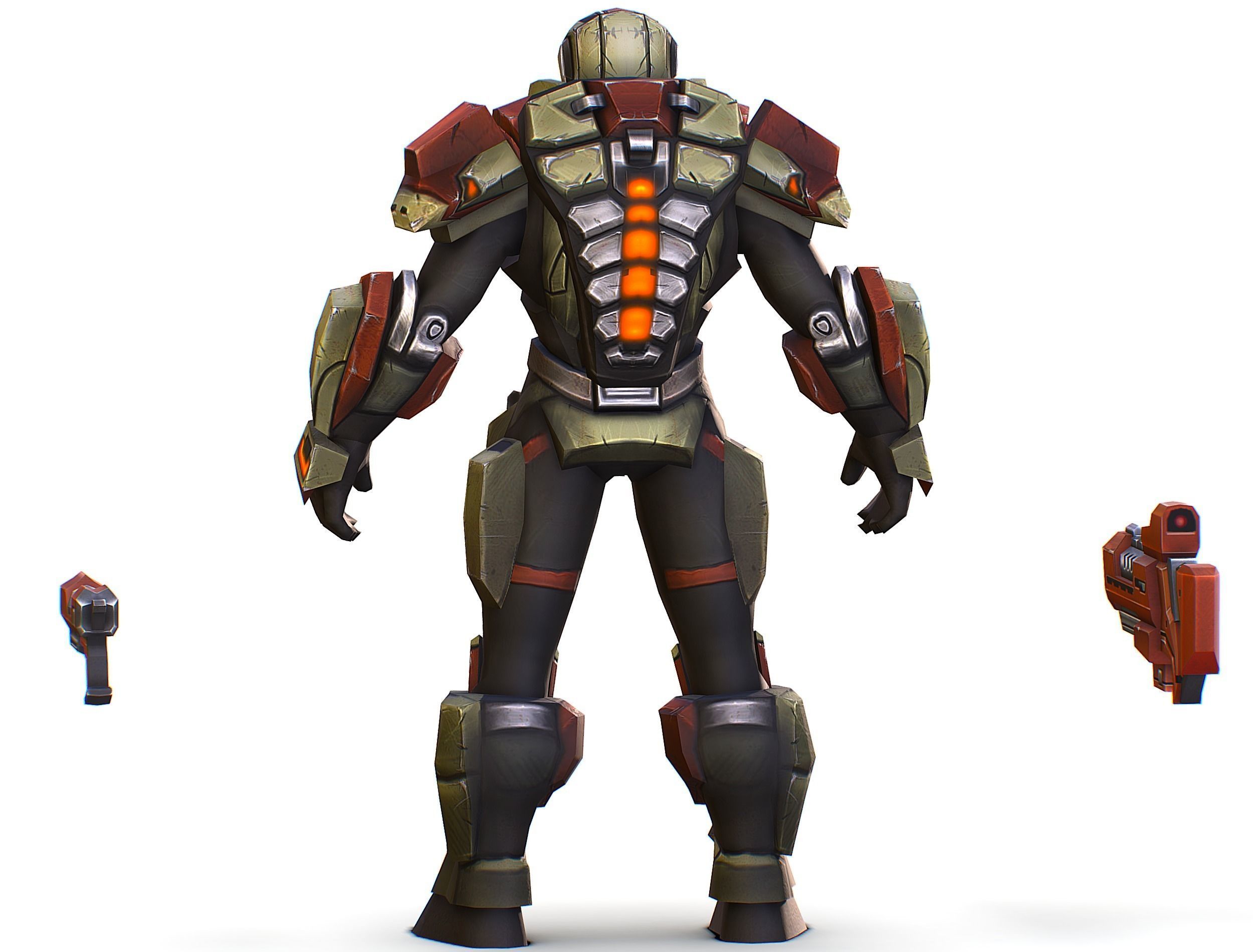 Sci-Fi Male Cyborg Man Drone Trooper Soldier Low-poly 3D model_10