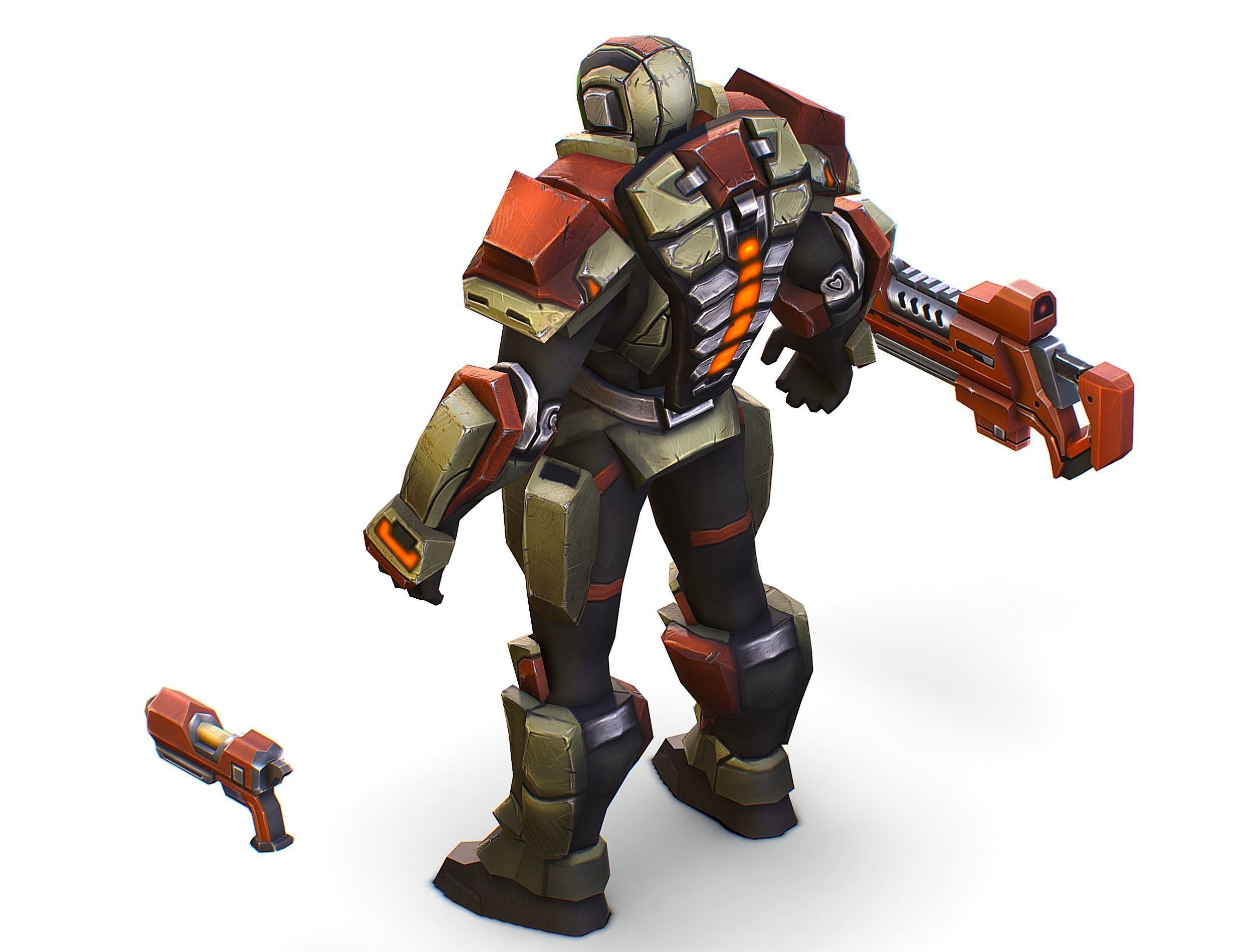 Sci-Fi Male Cyborg Man Drone Trooper Soldier Low-poly 3D model_37