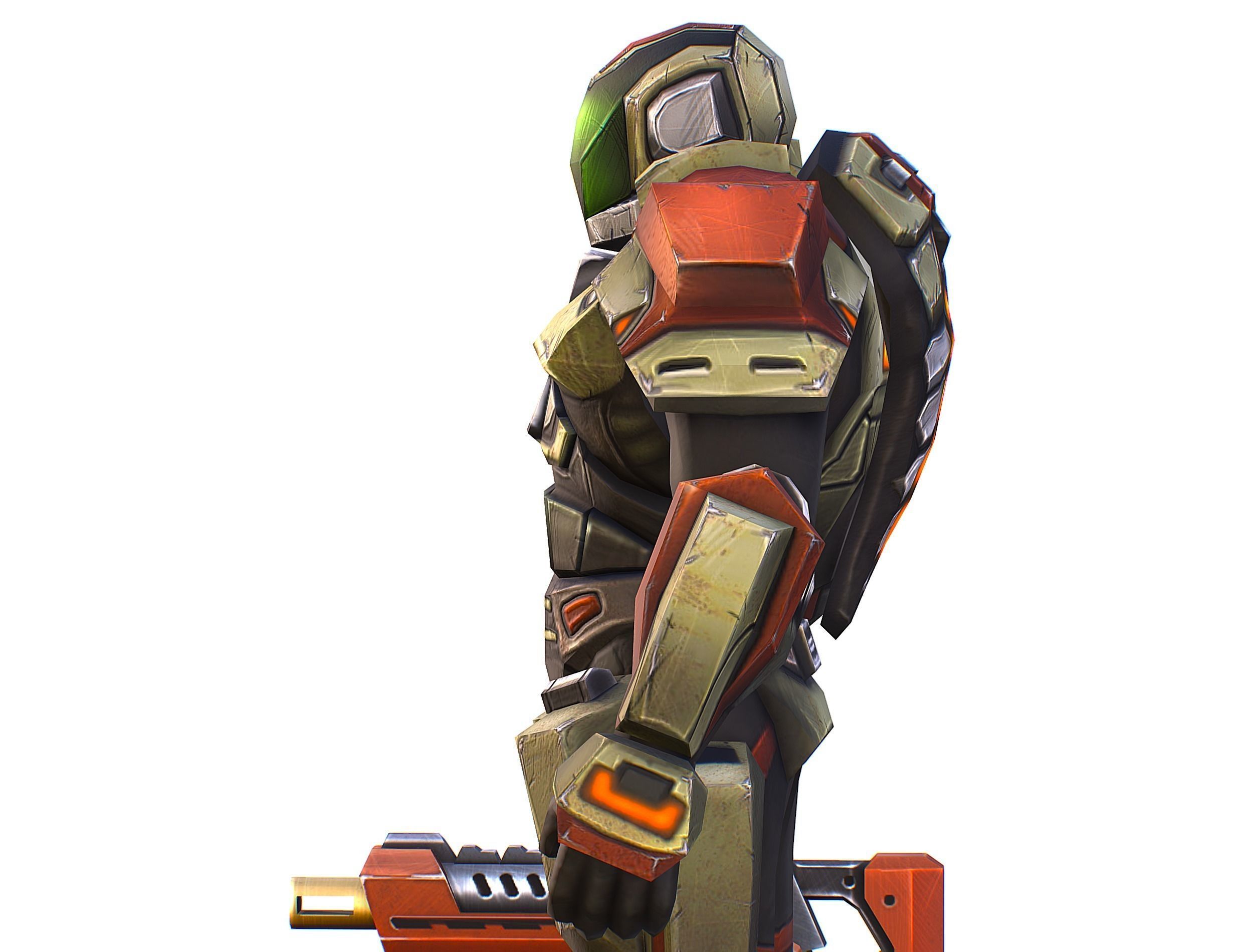 Sci-Fi Male Cyborg Man Drone Trooper Soldier Low-poly 3D model_30