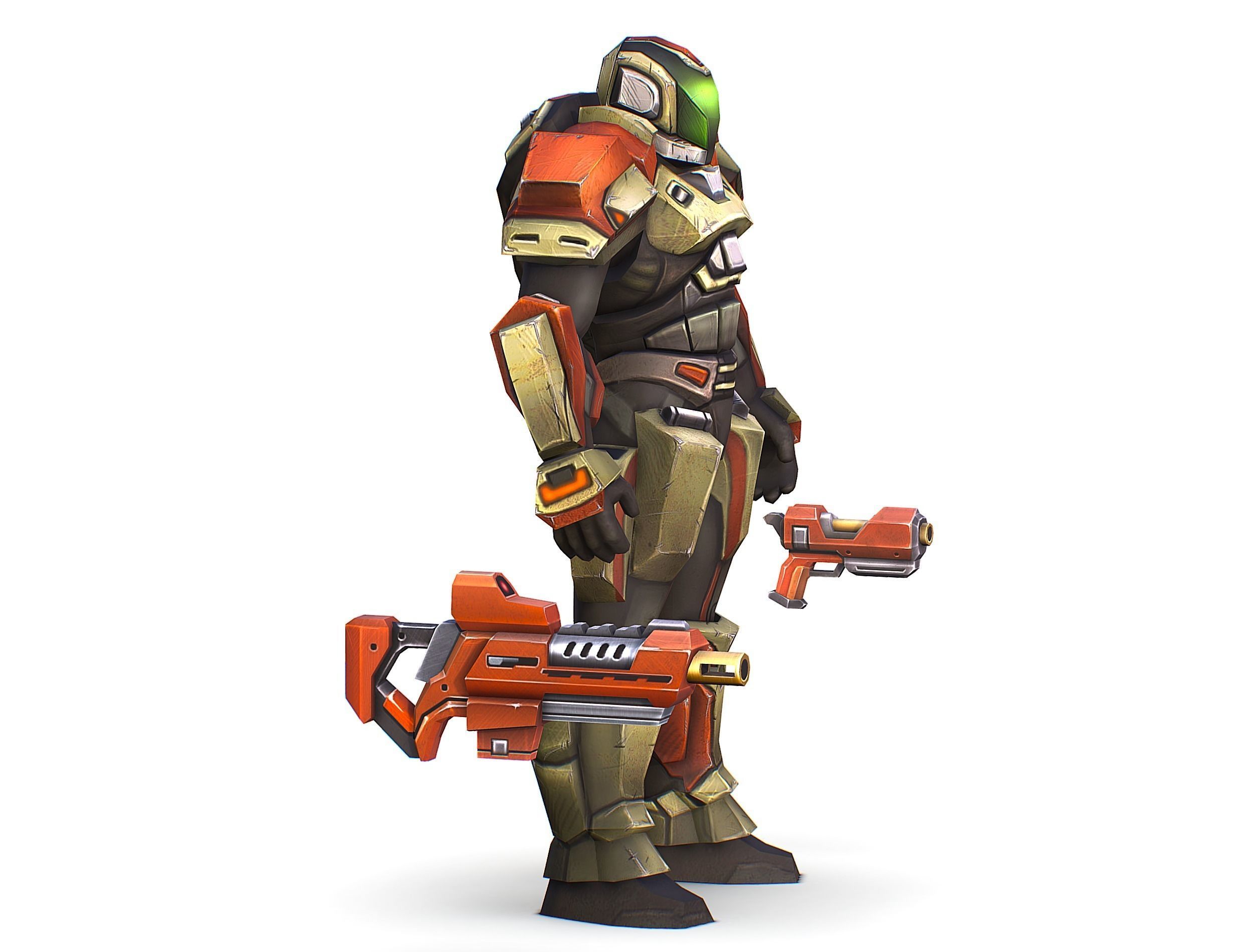 Sci-Fi Male Cyborg Man Drone Trooper Soldier Low-poly 3D model_3