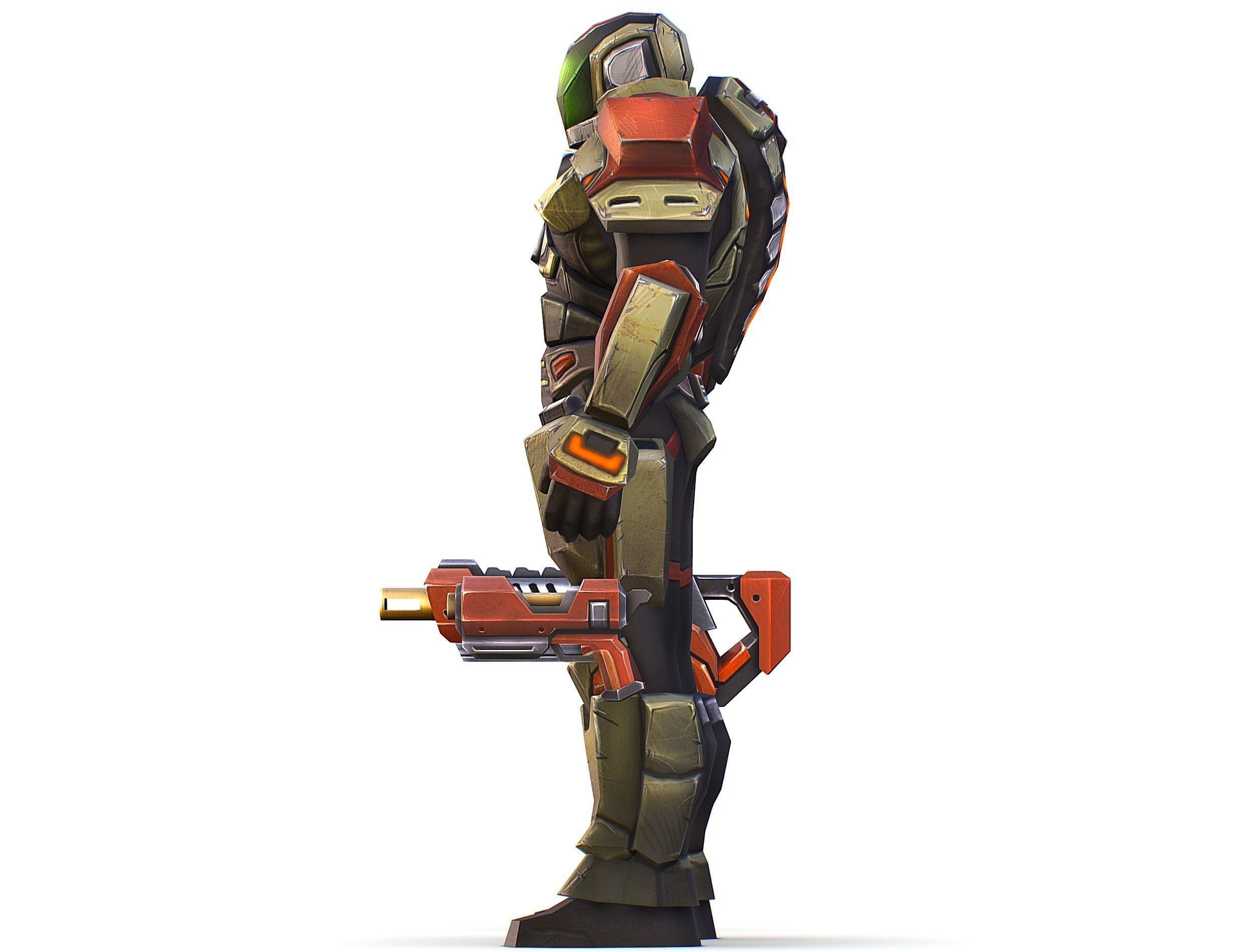 Sci-Fi Male Cyborg Man Drone Trooper Soldier Low-poly 3D model_34