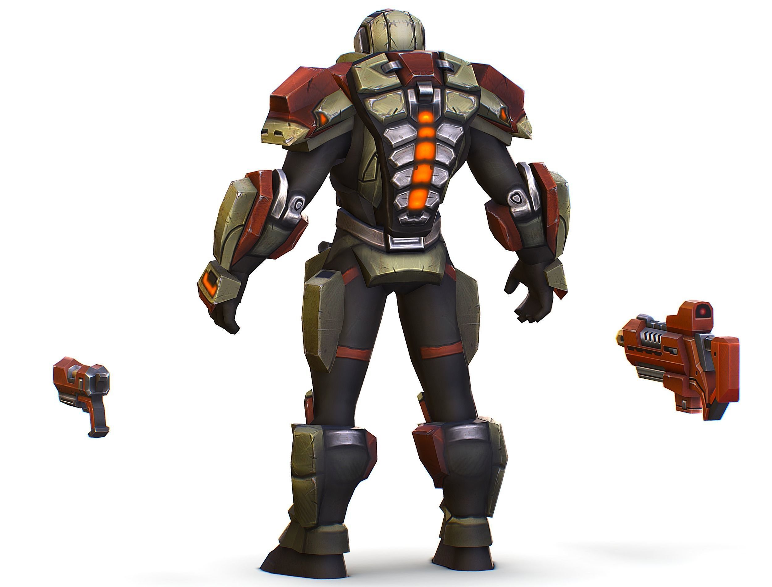 Sci-Fi Male Cyborg Man Drone Trooper Soldier Low-poly 3D model_11