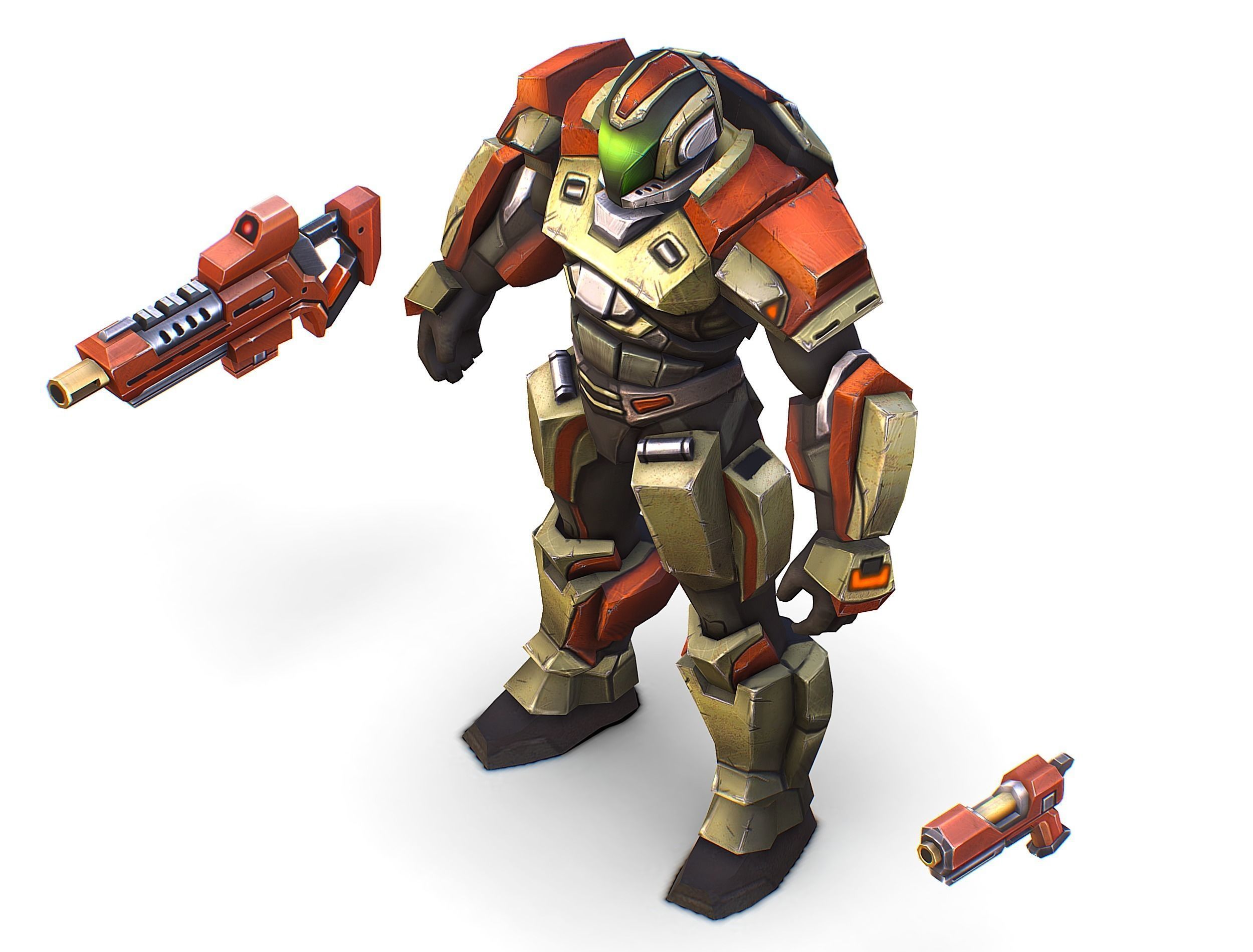 Sci-Fi Male Cyborg Man Drone Trooper Soldier Low-poly 3D model_36