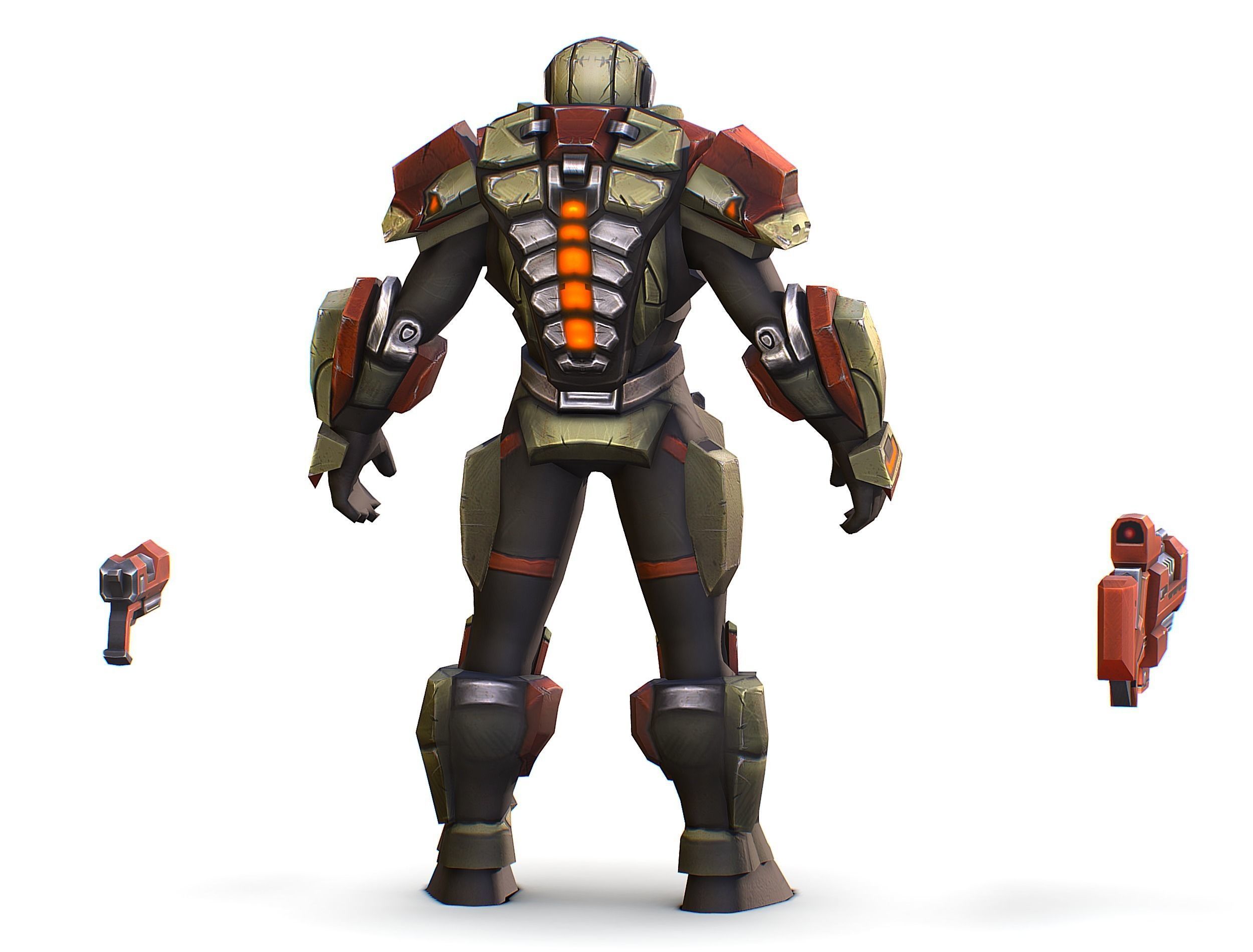 Sci-Fi Male Cyborg Man Drone Trooper Soldier Low-poly 3D model_9