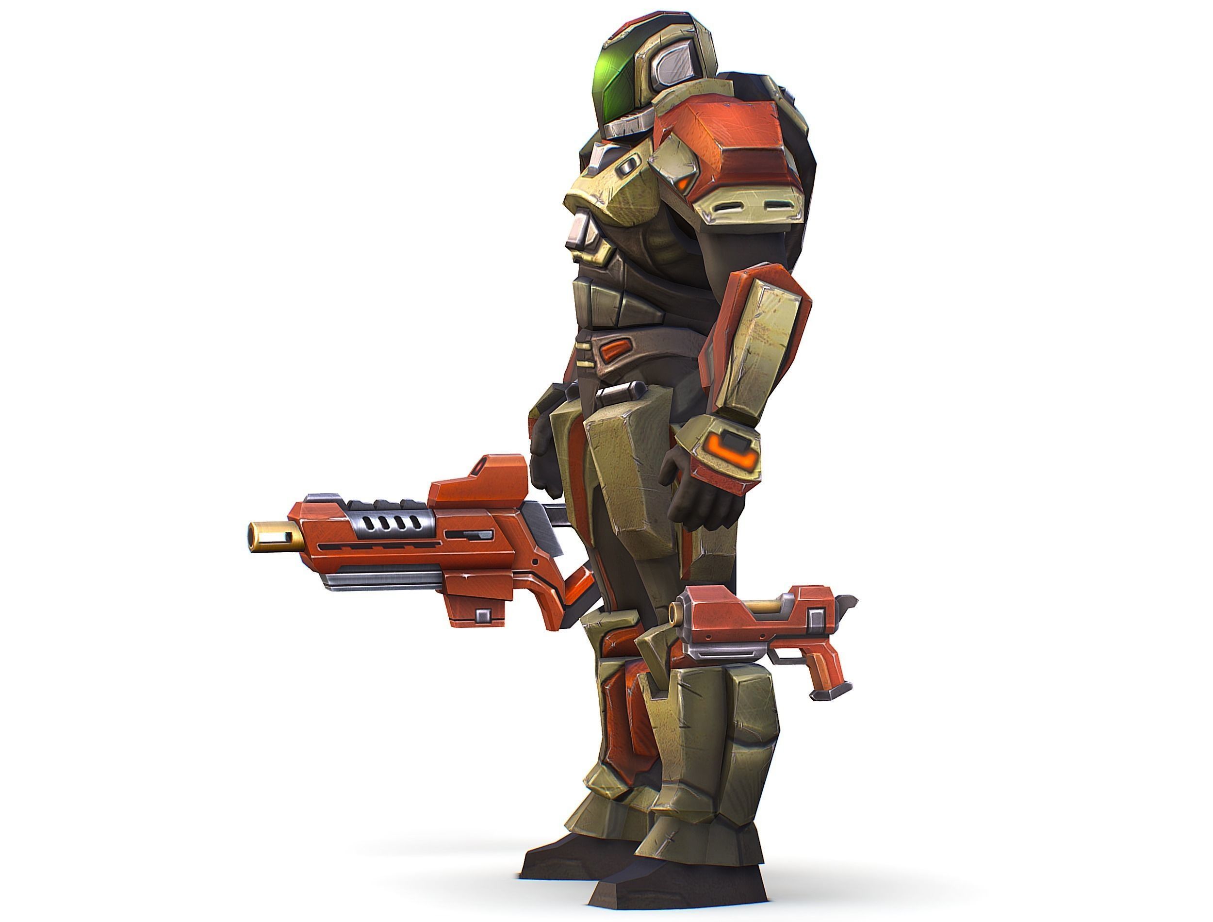 Sci-Fi Male Cyborg Man Drone Trooper Soldier Low-poly 3D model_17