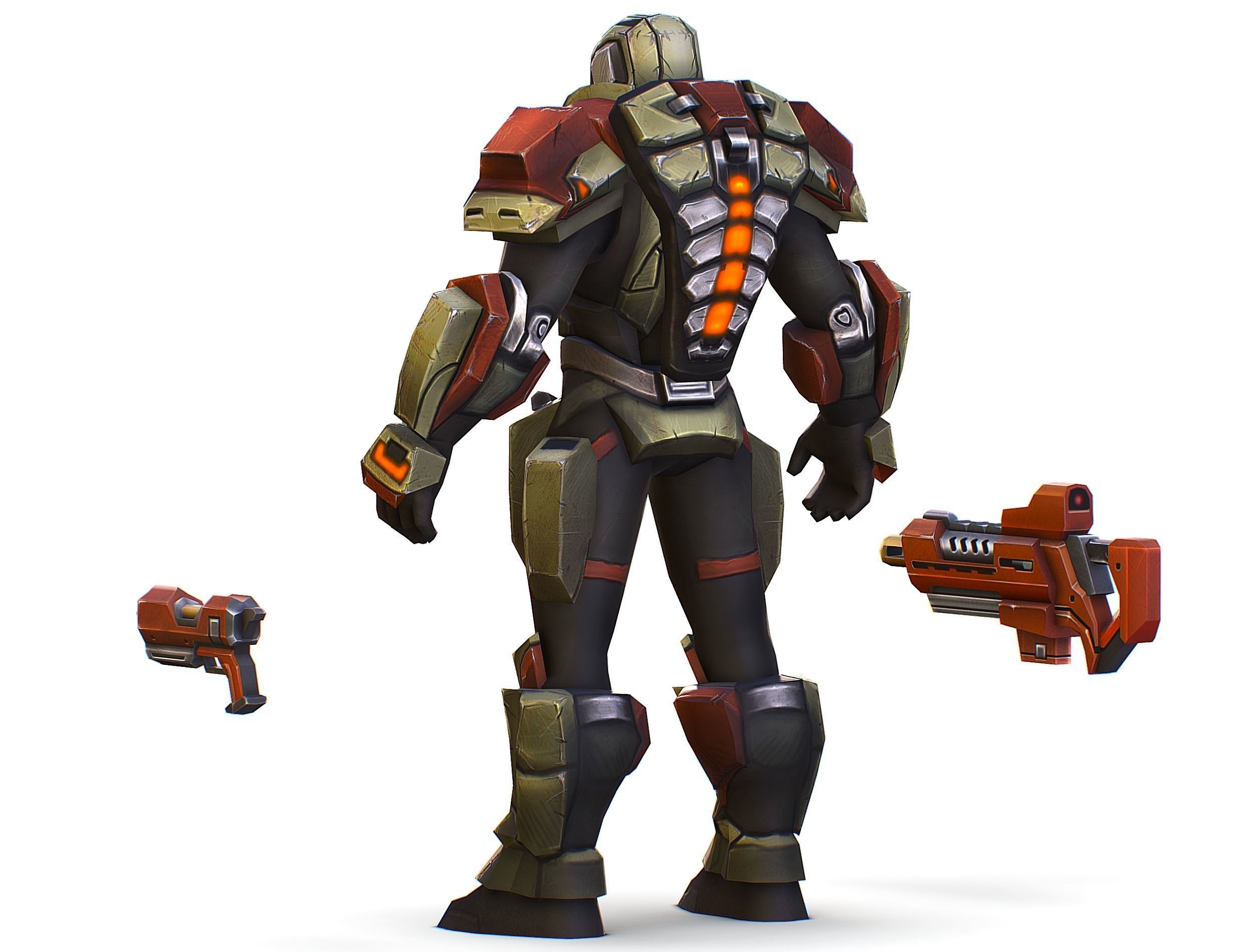 Sci-Fi Male Cyborg Man Drone Trooper Soldier Low-poly 3D model_12