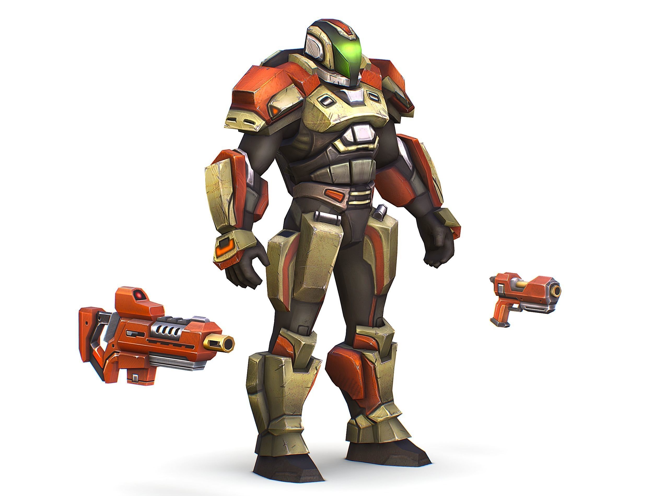 Sci-Fi Male Cyborg Man Drone Trooper Soldier Low-poly 3D model_1