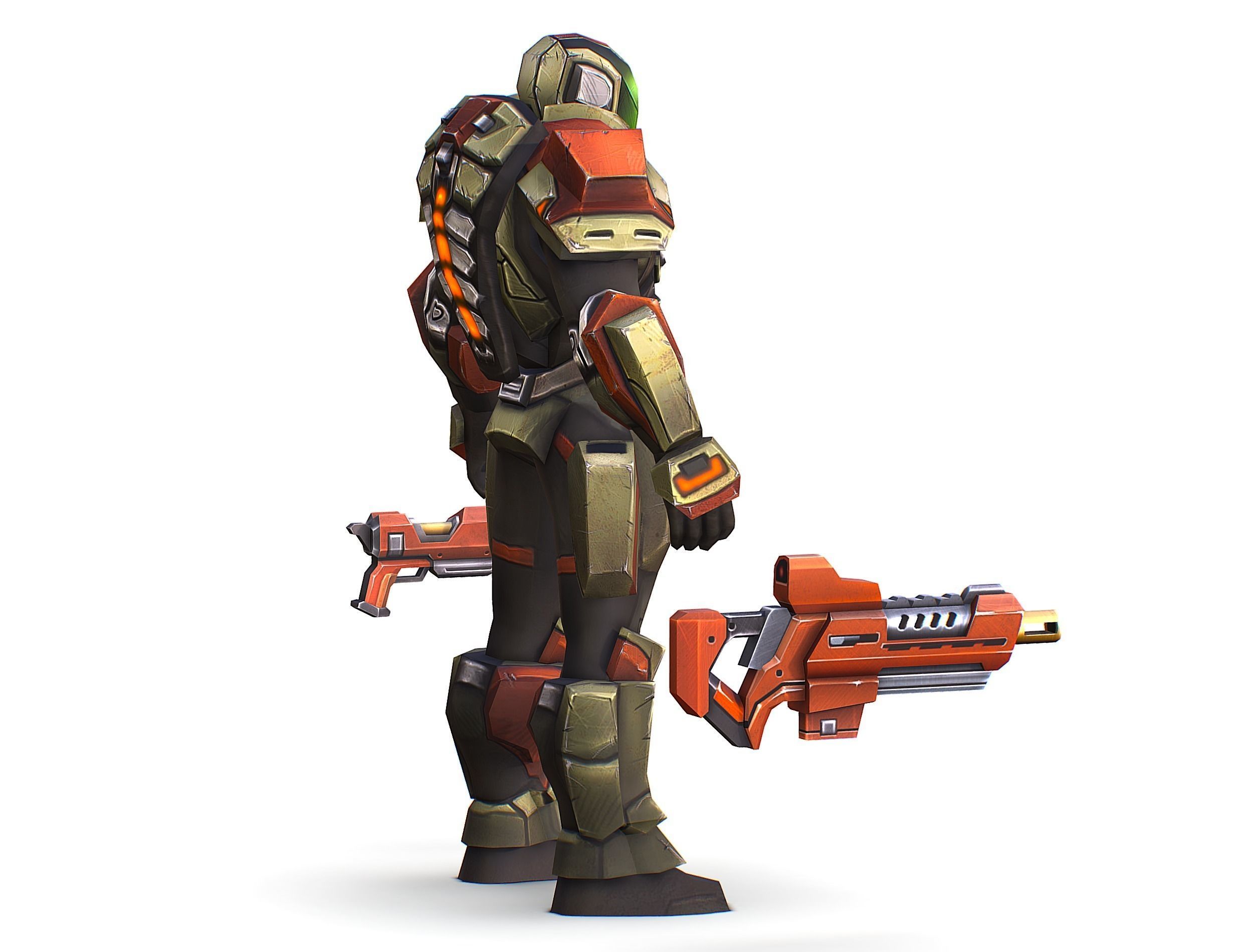 Sci-Fi Male Cyborg Man Drone Trooper Soldier Low-poly 3D model_6