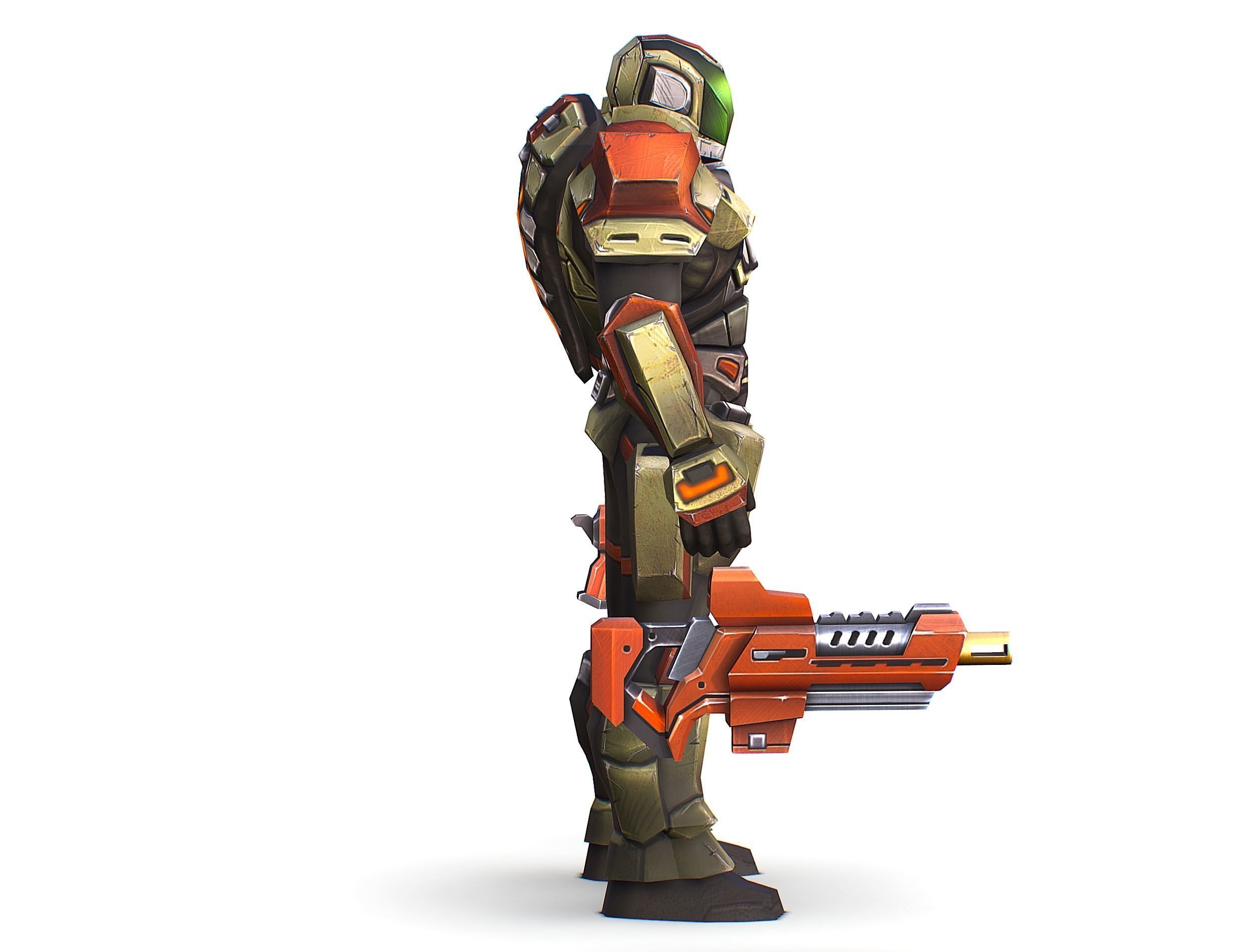 Sci-Fi Male Cyborg Man Drone Trooper Soldier Low-poly 3D model_5