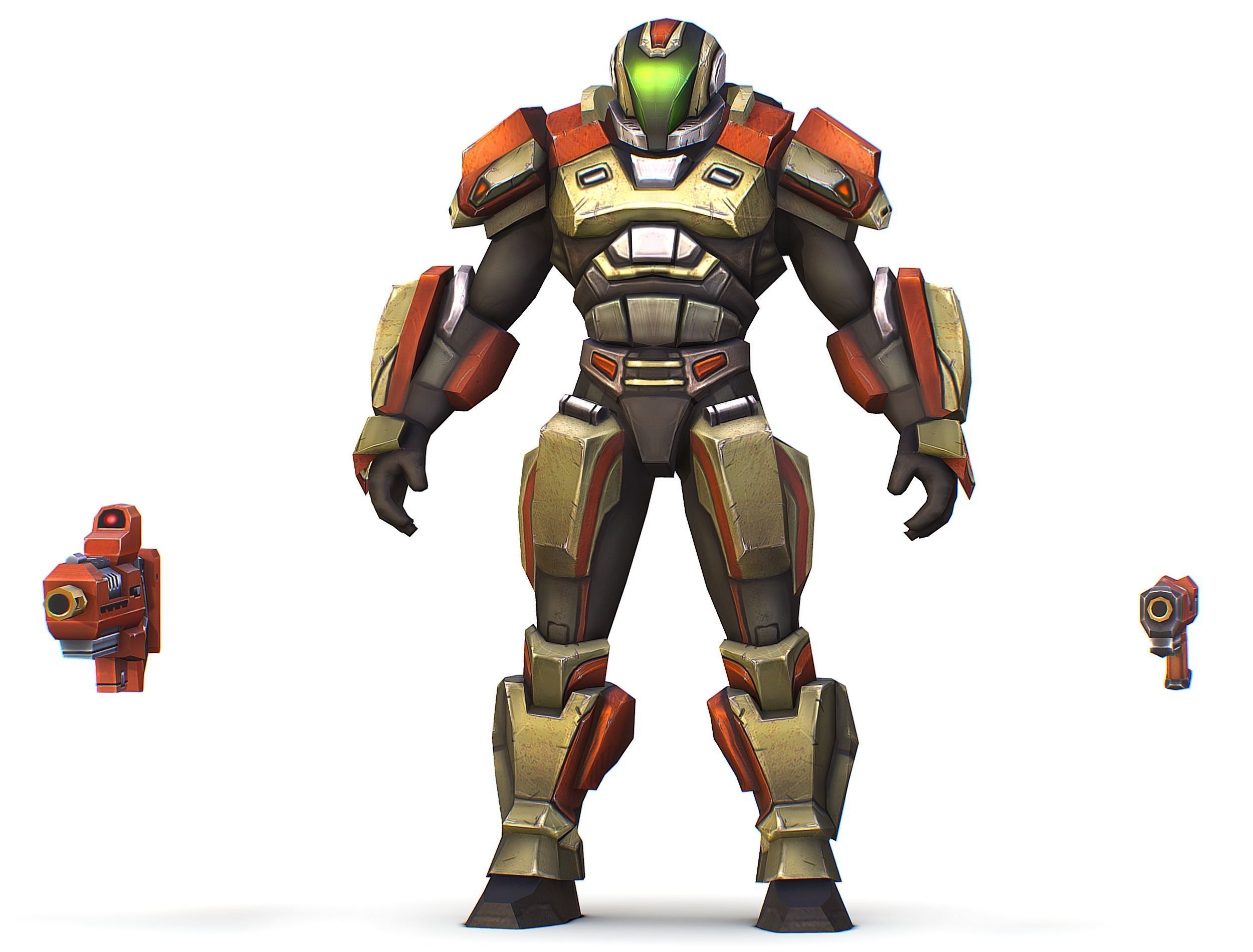 Sci-Fi Male Cyborg Man Drone Trooper Soldier Low-poly 3D model_21