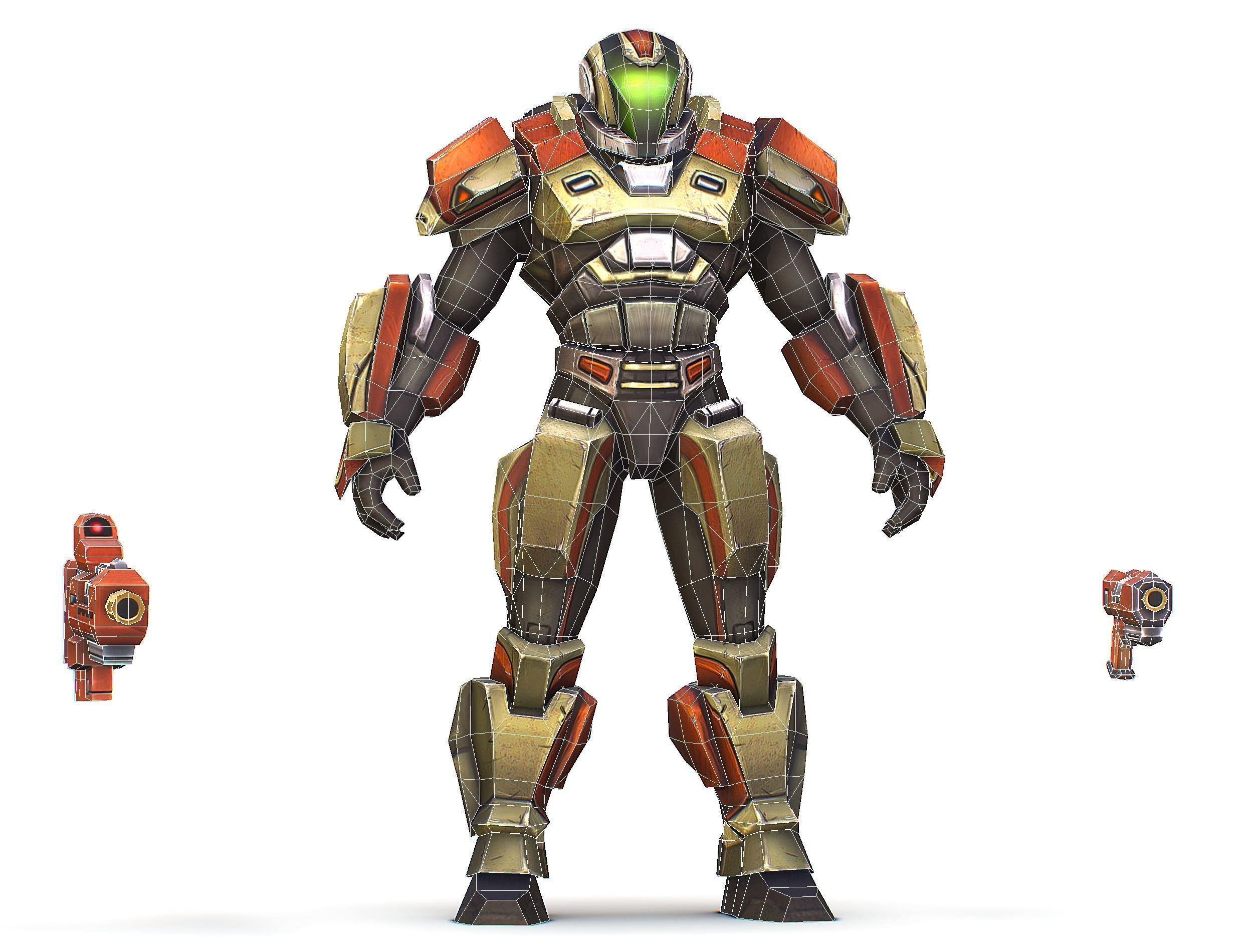 Sci-Fi Male Cyborg Man Drone Trooper Soldier Low-poly 3D model_63