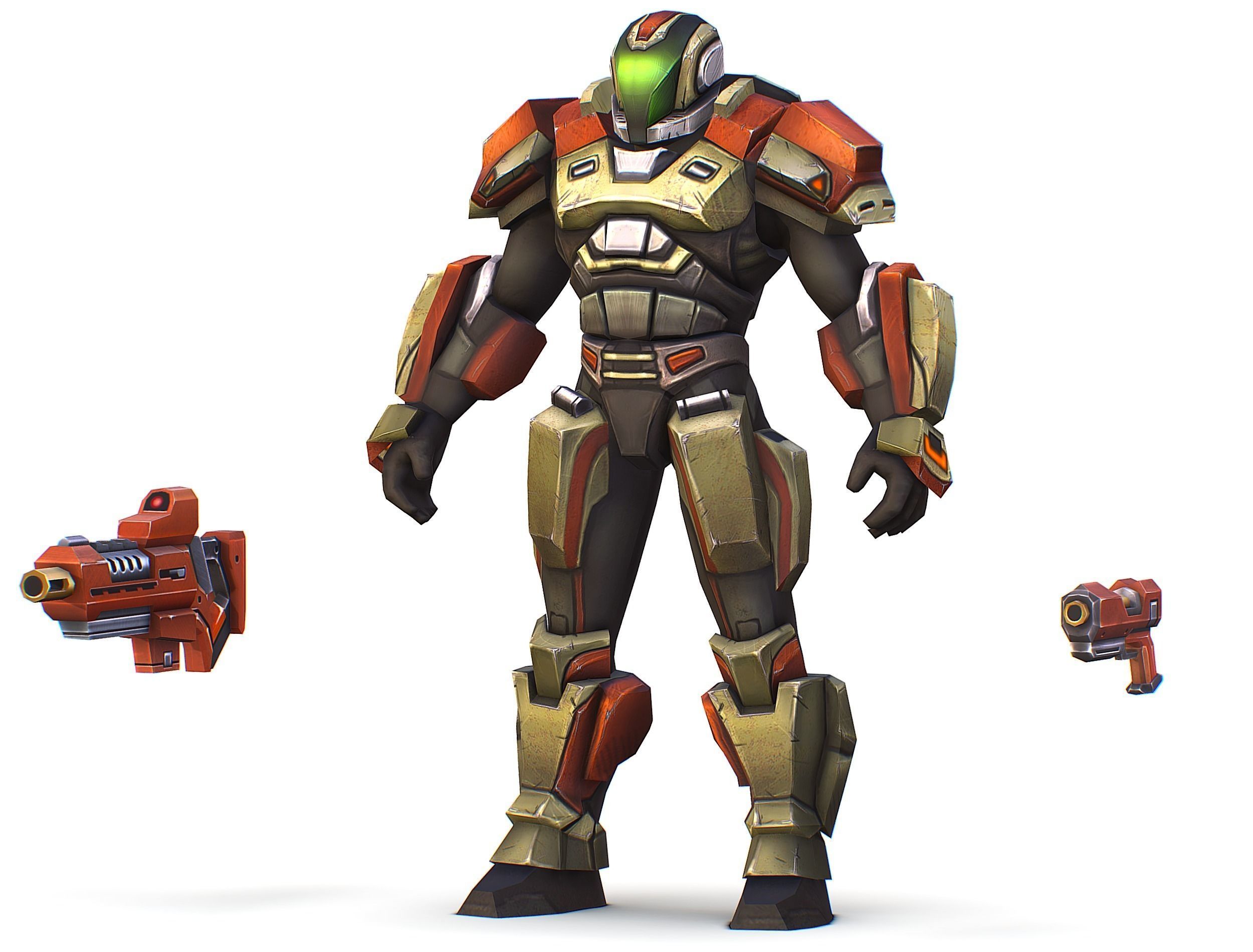 Sci-Fi Male Cyborg Man Drone Trooper Soldier Low-poly 3D model_20