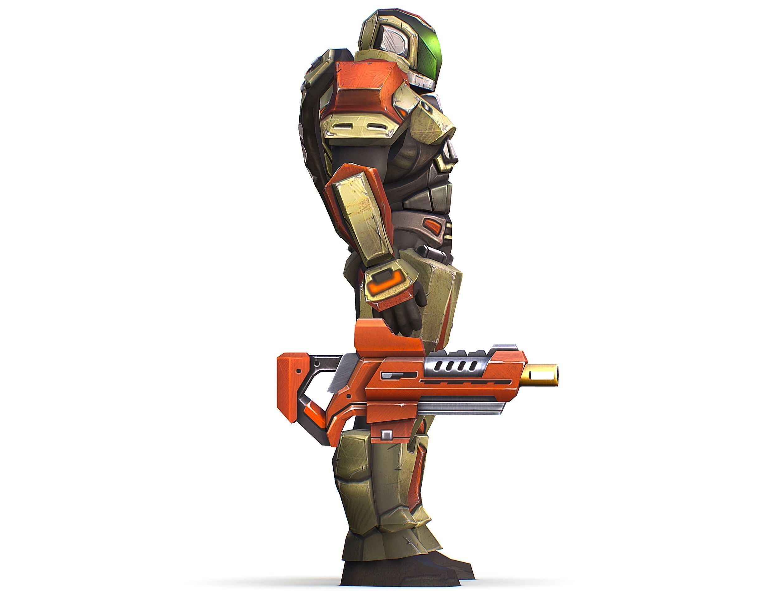 Sci-Fi Male Cyborg Man Drone Trooper Soldier Low-poly 3D model_32