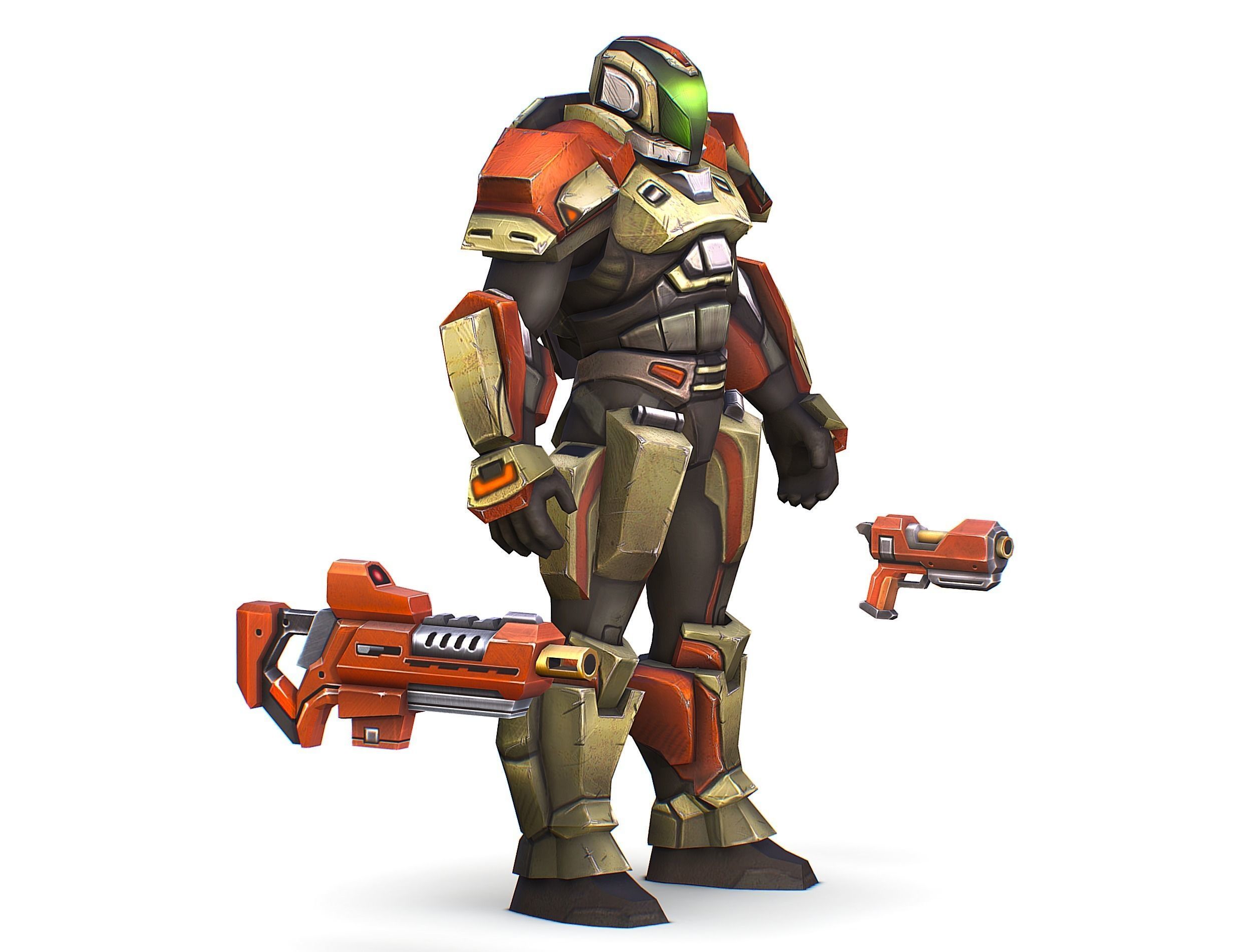 Sci-Fi Male Cyborg Man Drone Trooper Soldier Low-poly 3D model_2