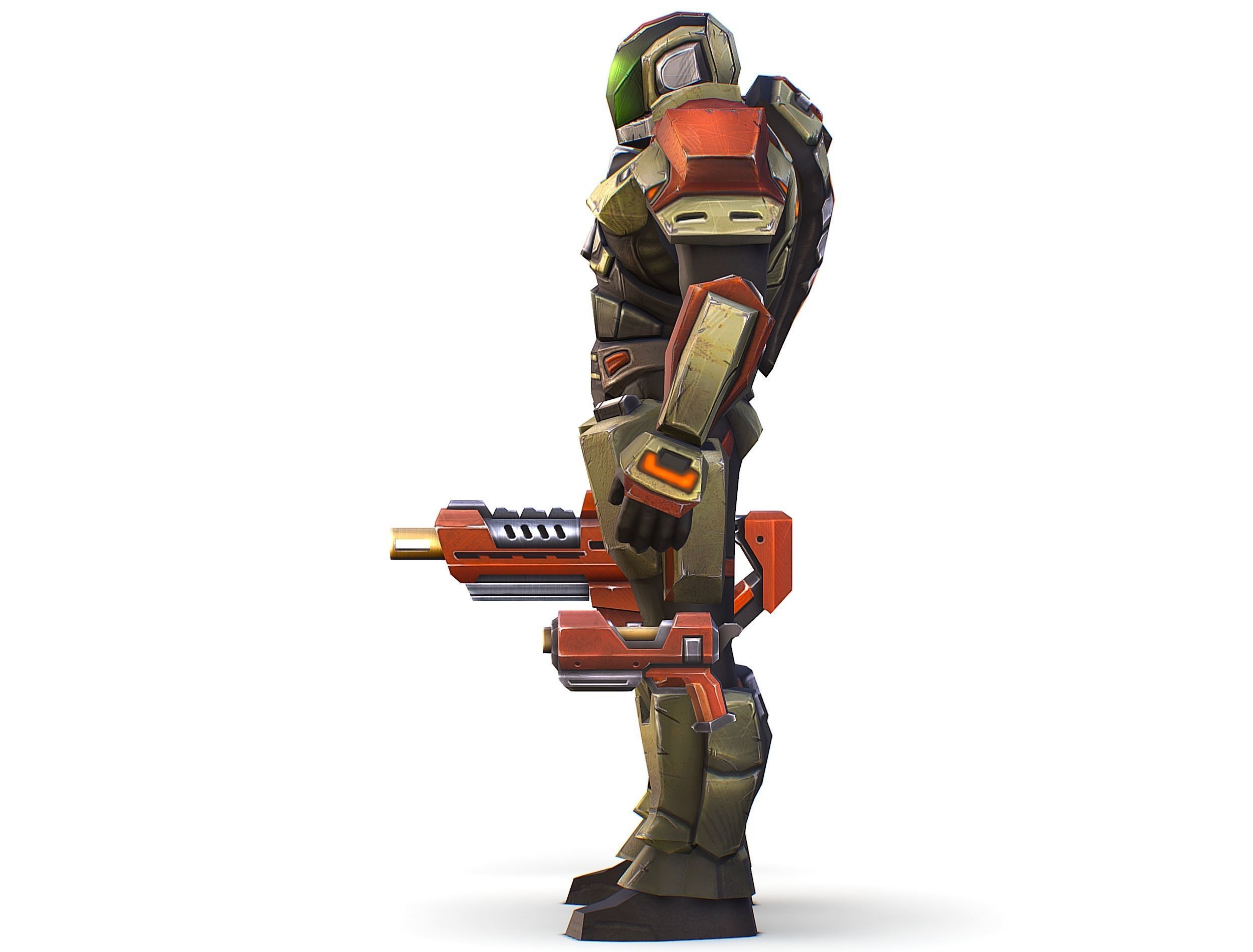 Sci-Fi Male Cyborg Man Drone Trooper Soldier Low-poly 3D model_16