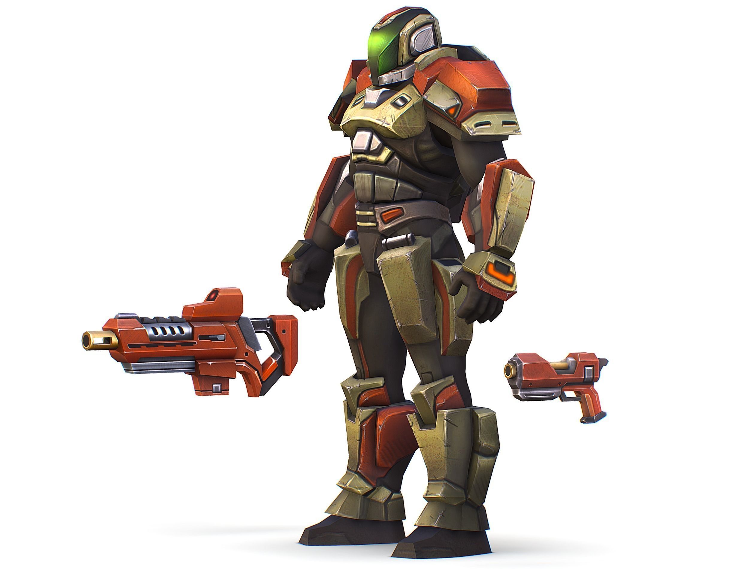 Sci-Fi Male Cyborg Man Drone Trooper Soldier Low-poly 3D model_18