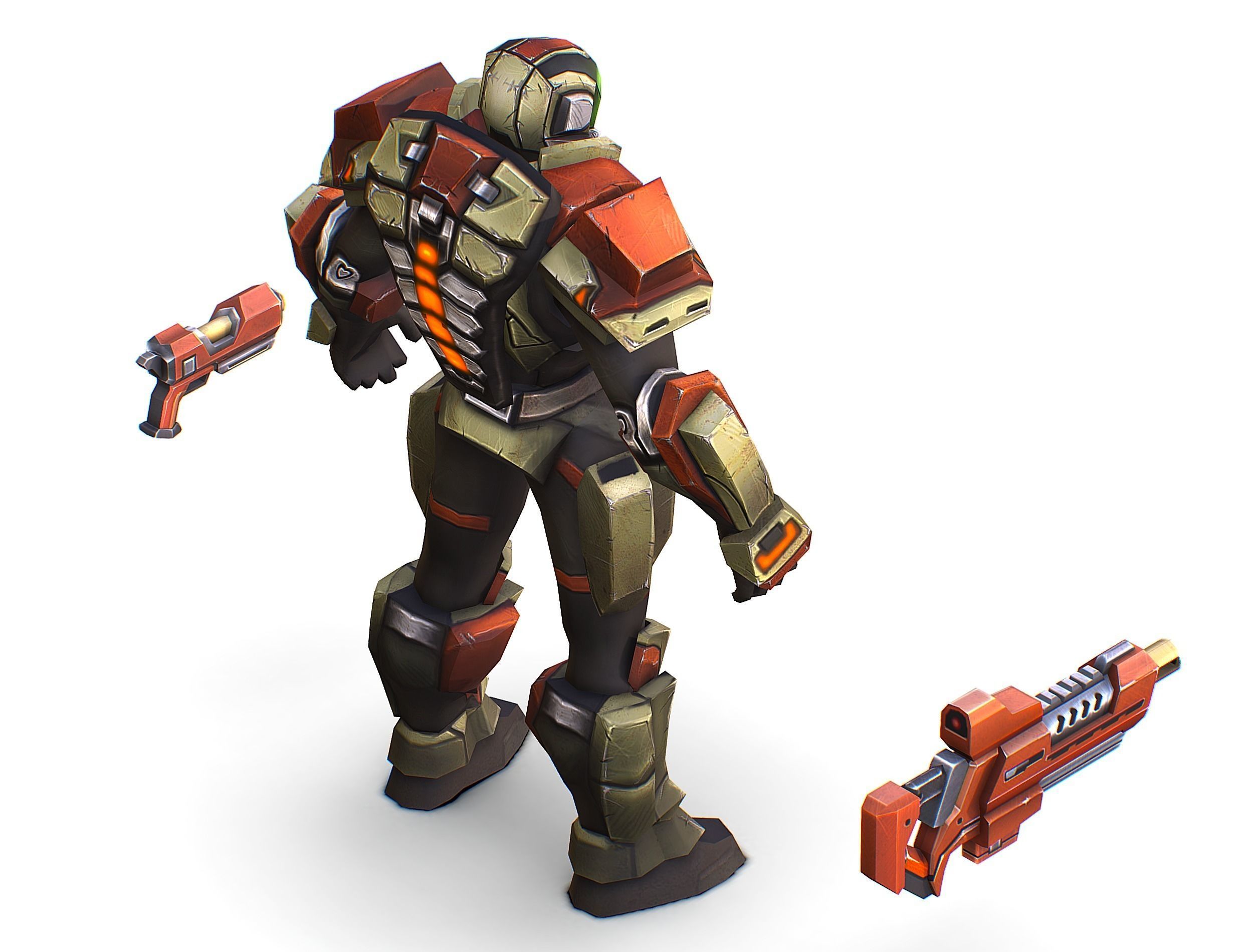 Sci-Fi Male Cyborg Man Drone Trooper Soldier Low-poly 3D model_38