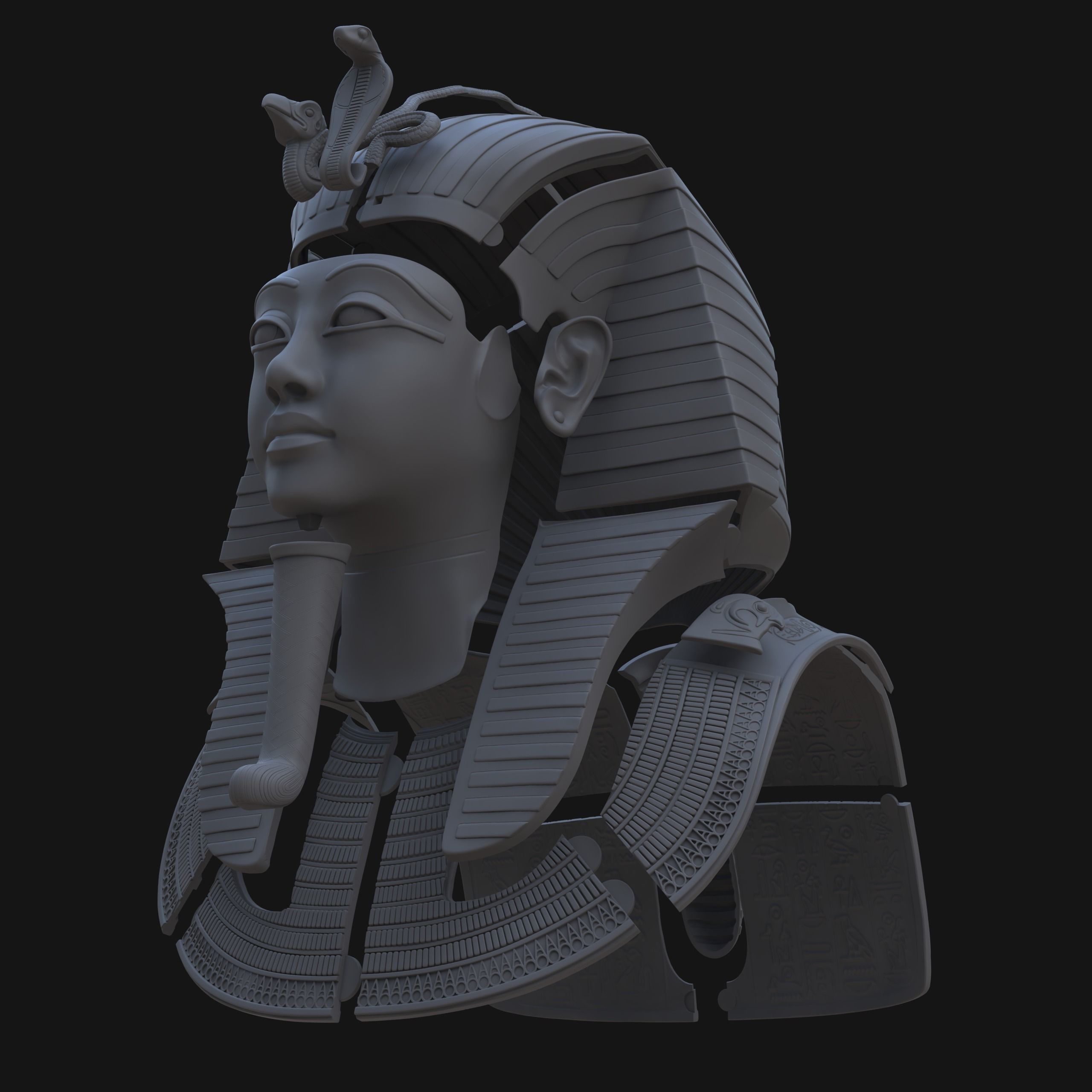 Tutankhamun Mask v4 - Merged  3D print model_9