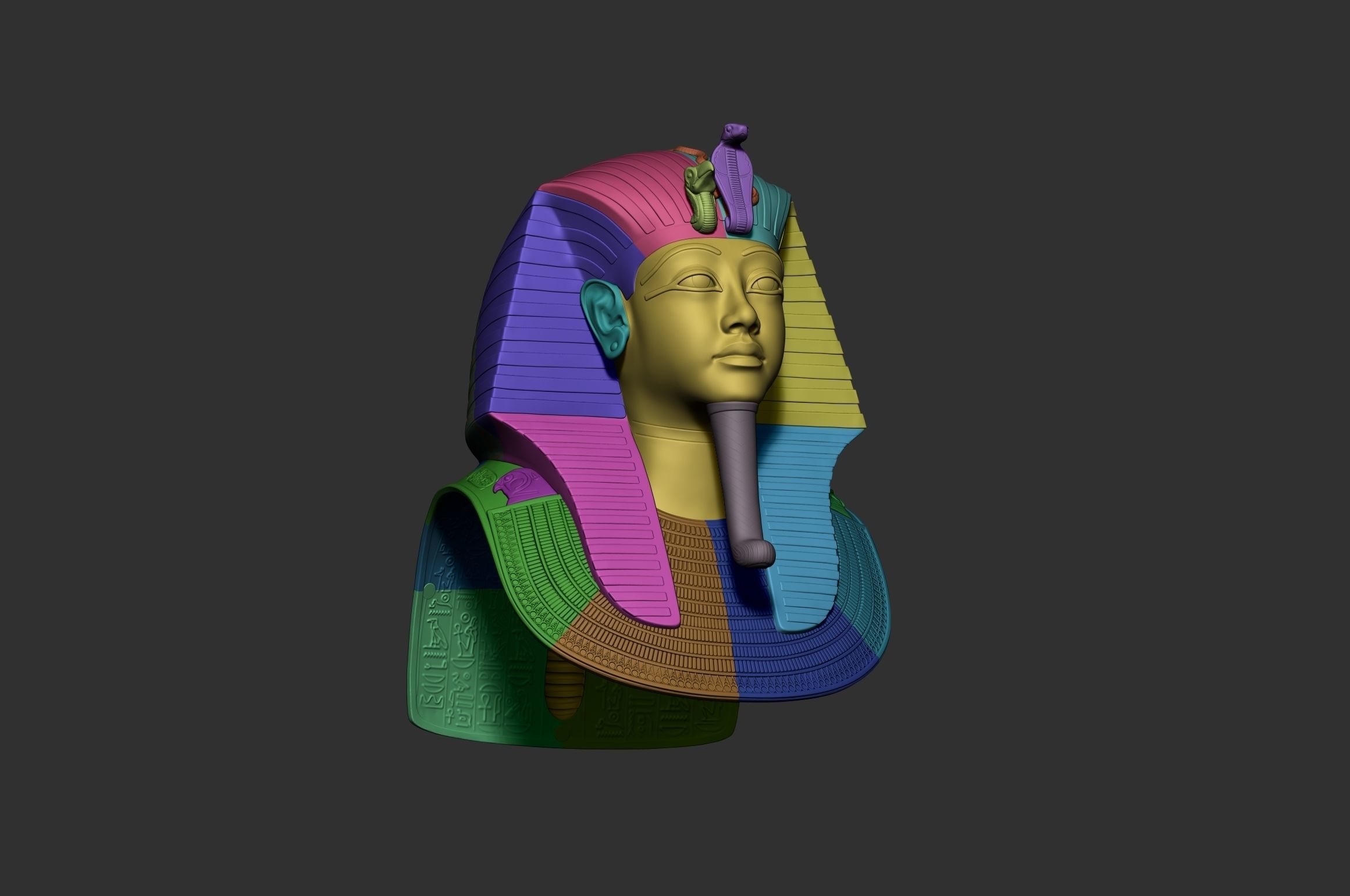 Tutankhamun Mask v4 - Merged  3D print model_15