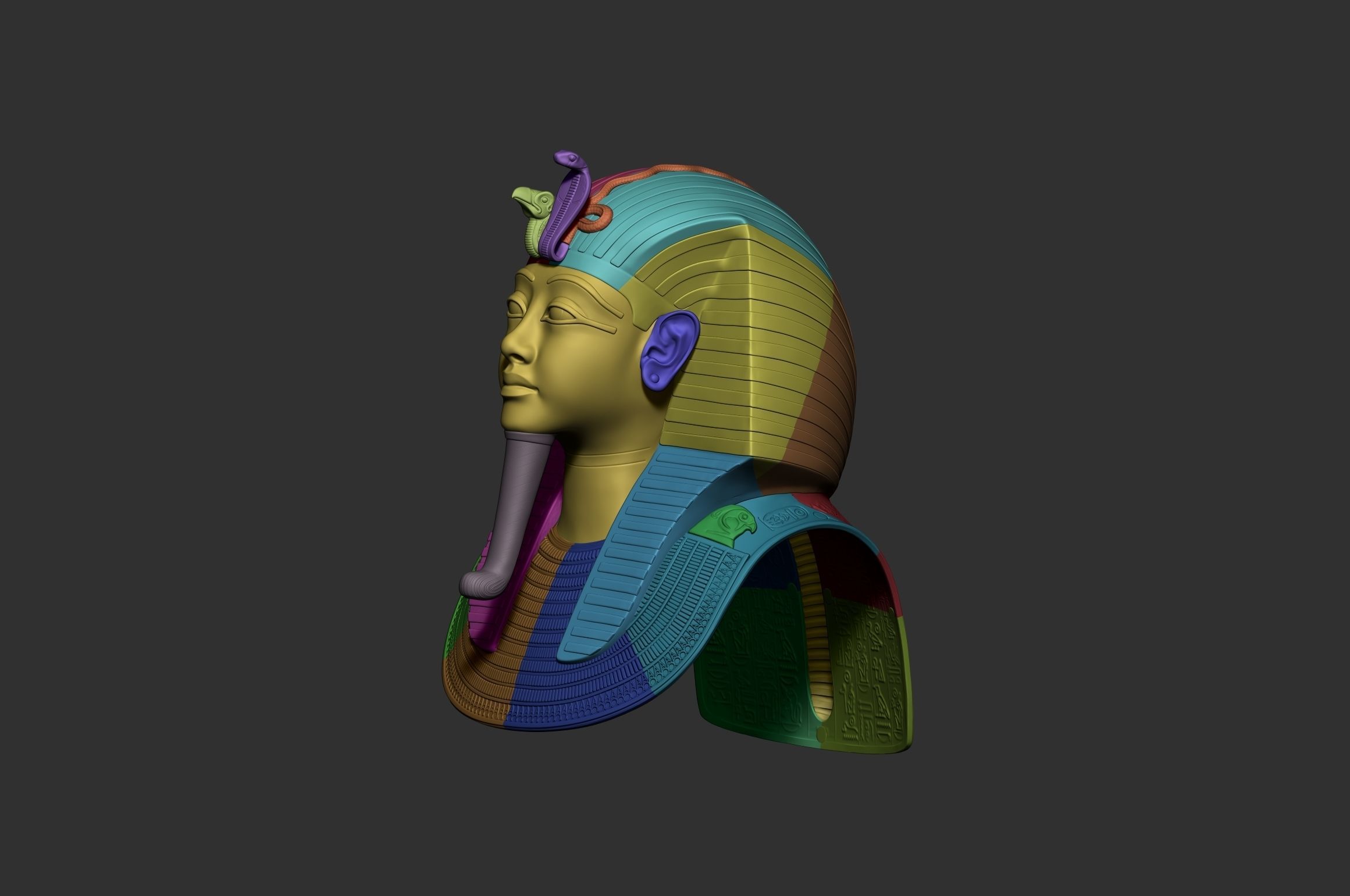 Tutankhamun Mask v4 - Merged  3D print model_14
