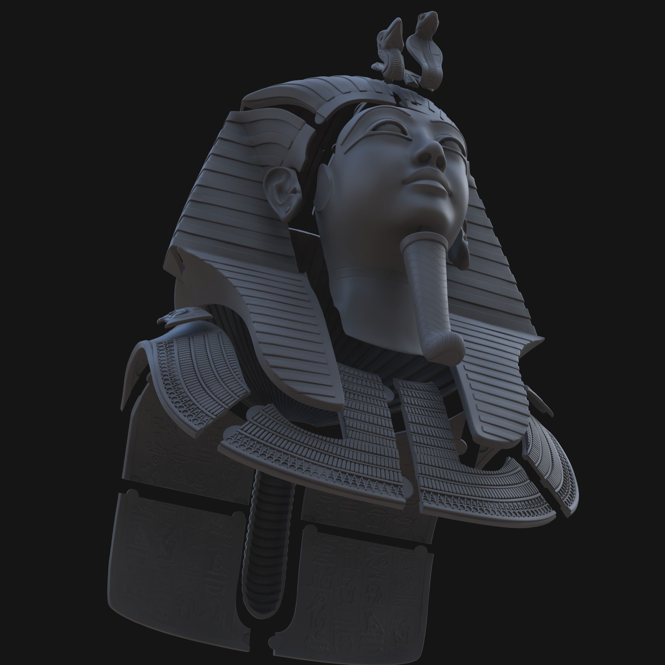 Tutankhamun Mask v4 - Merged  3D print model_12