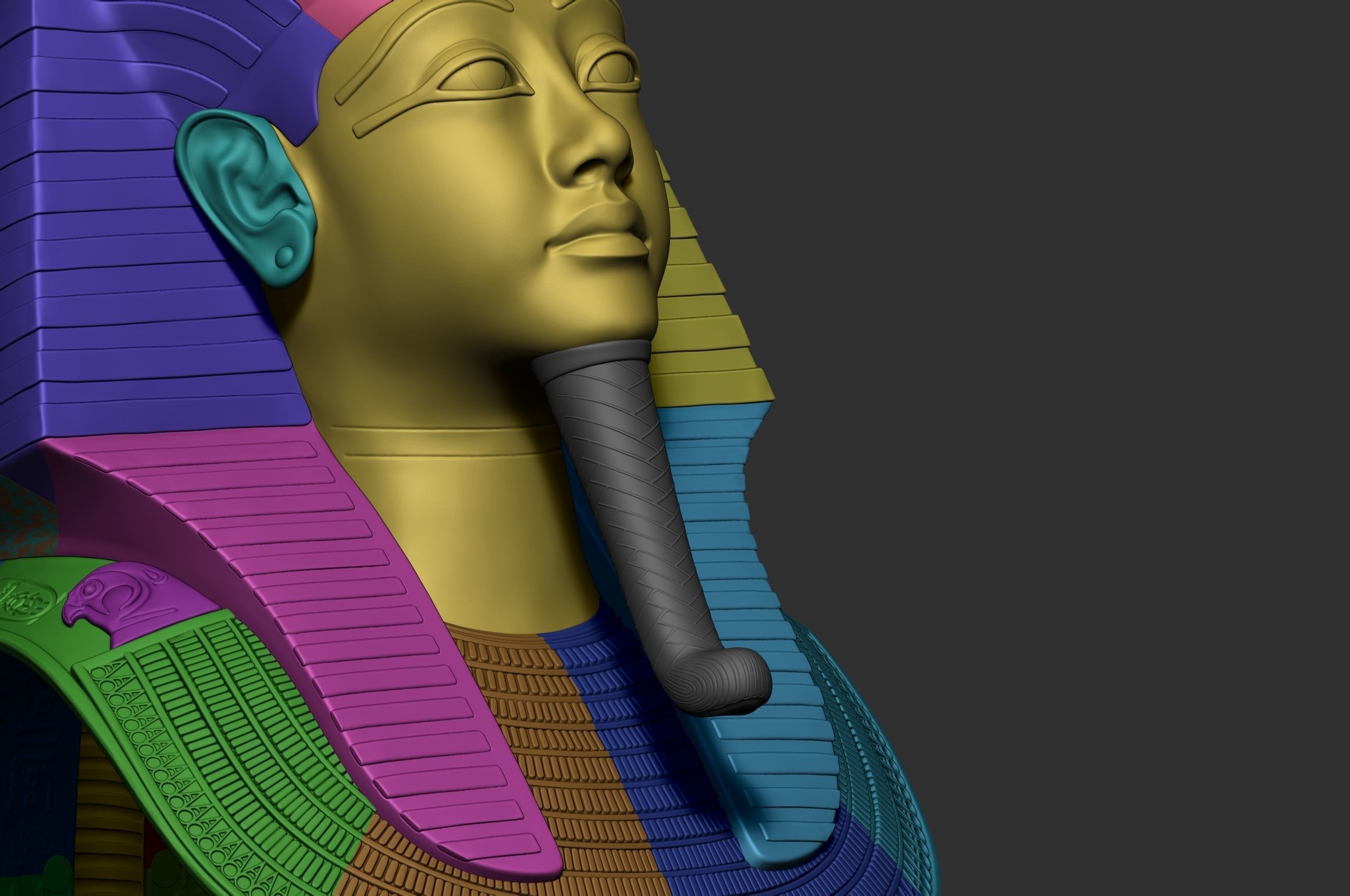 Tutankhamun Mask v4 - Merged  3D print model_13