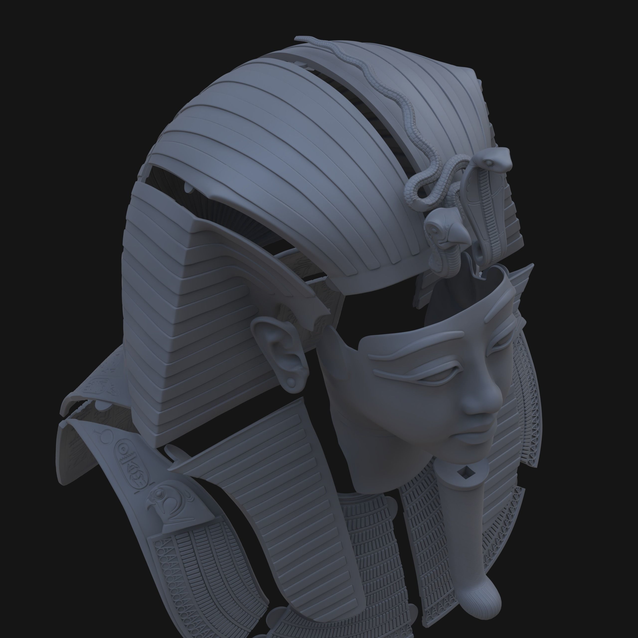 Tutankhamun Mask v4 - Merged  3D print model_11