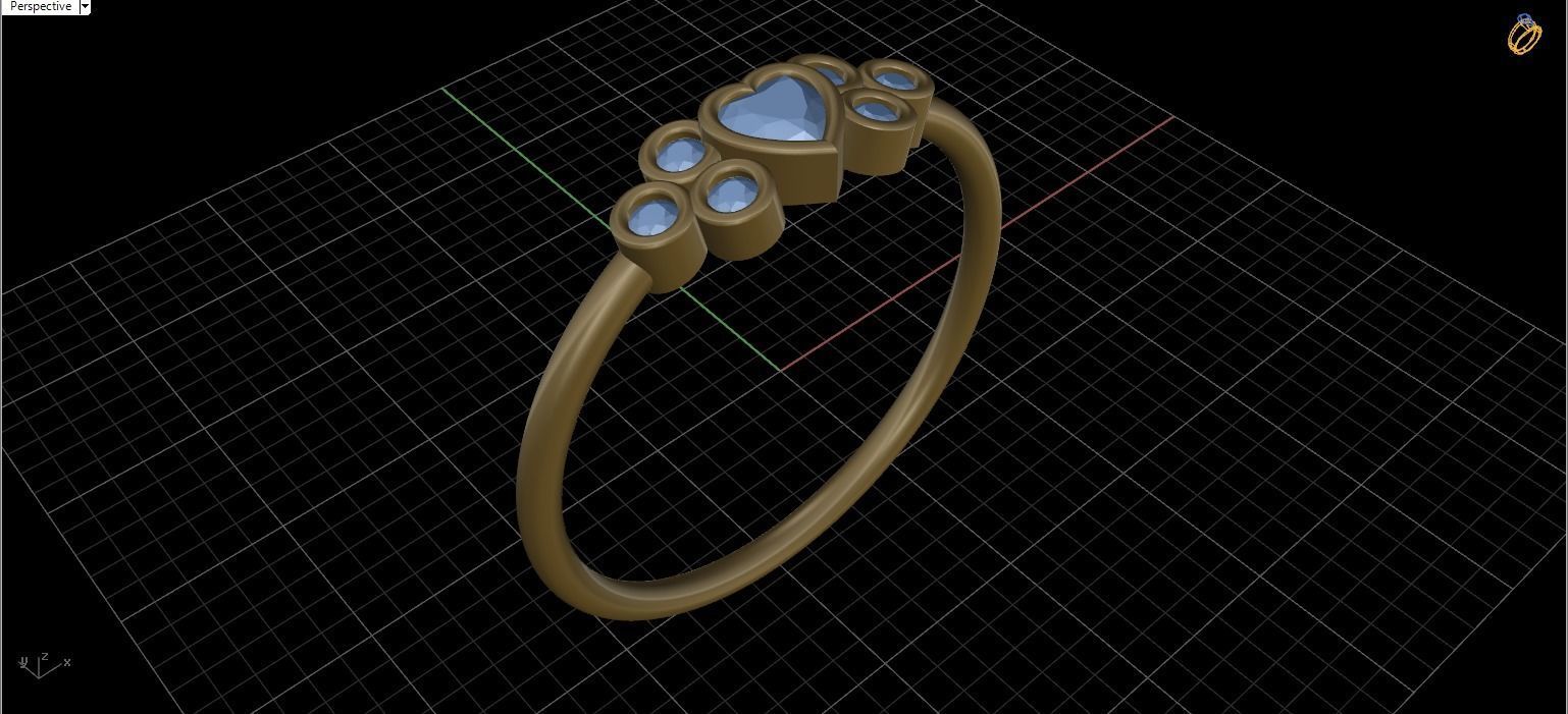 Basel ring with Heart diamond 3D print model_16