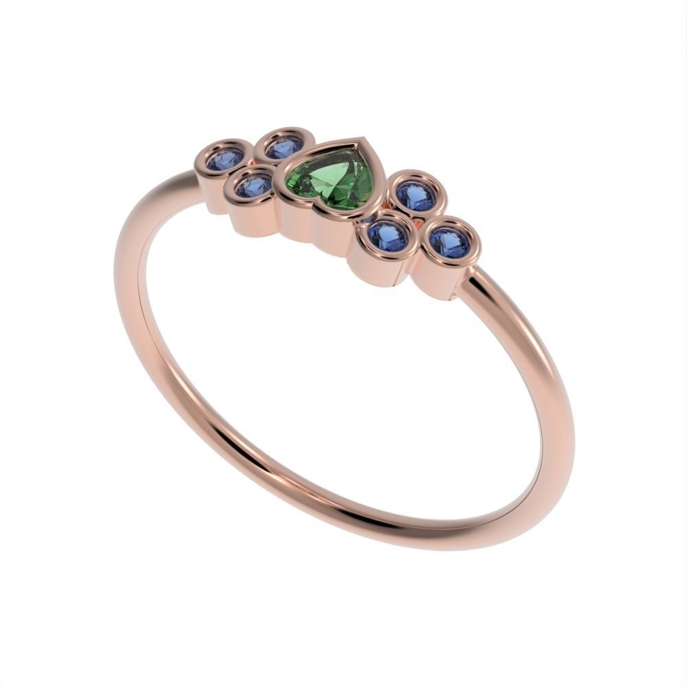 Basel ring with Heart diamond 3D print model_13