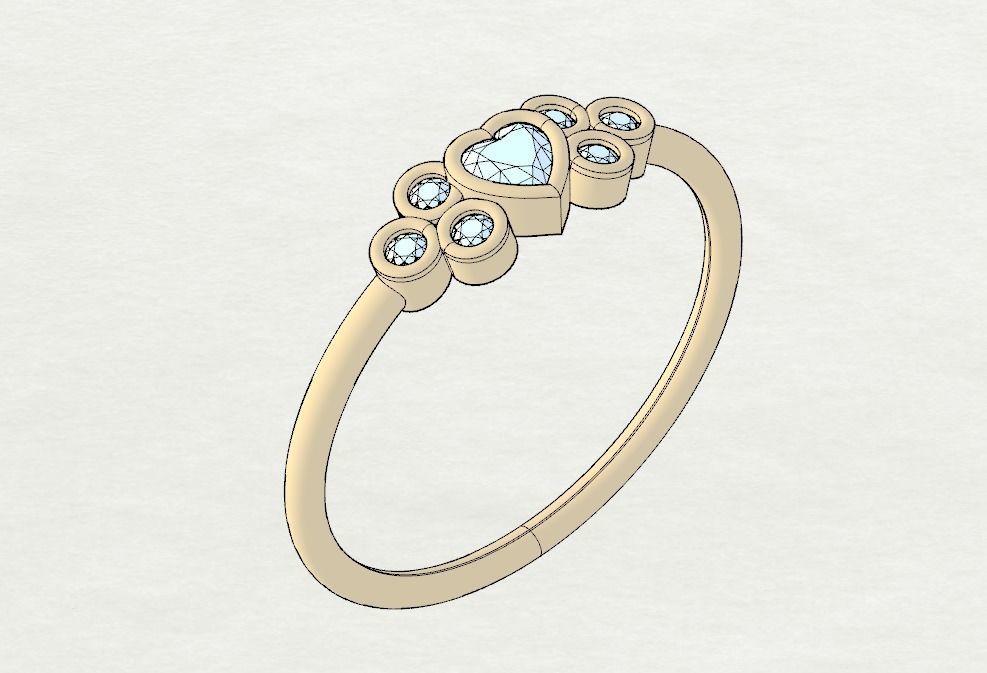 Basel ring with Heart diamond 3D print model_9