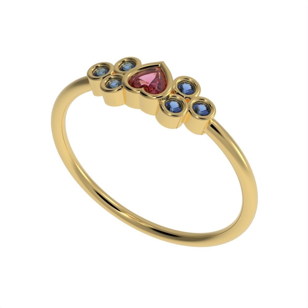 Basel ring with Heart diamond 3D print model_20